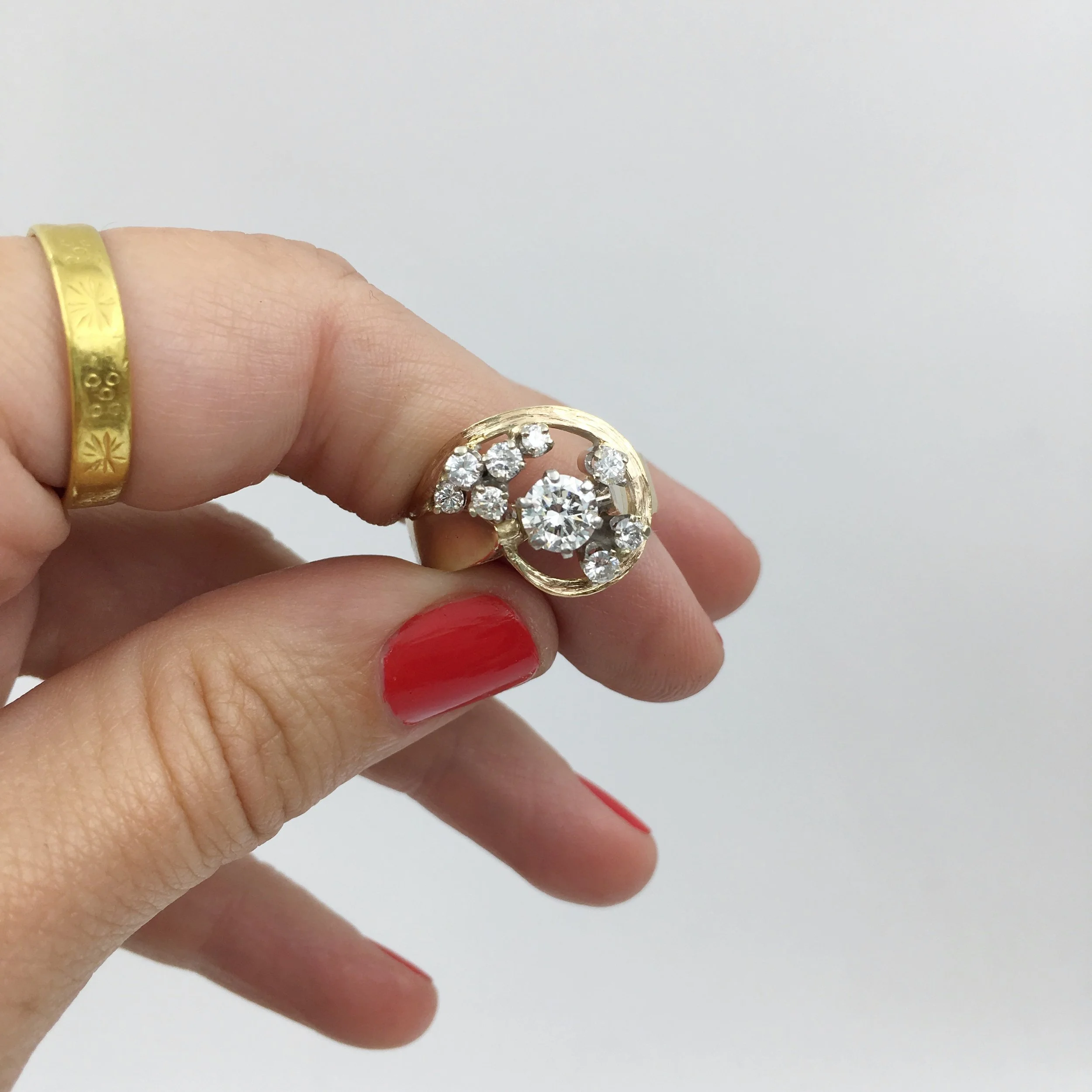 1960s sculptural diamond ring Reverie vintage jewelry NYC