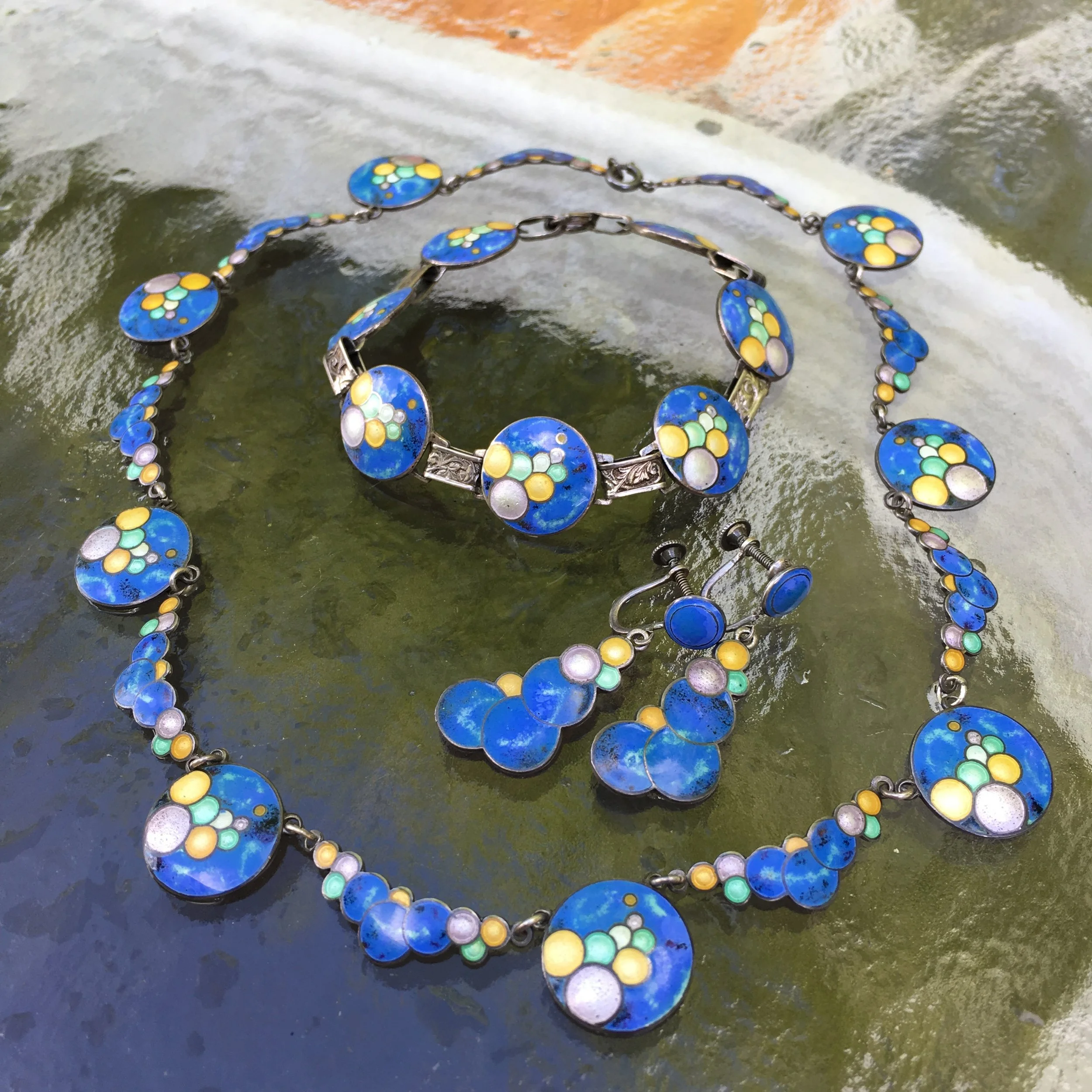 Art Deco enamel bubbles Reverie vintage jewelry NYC