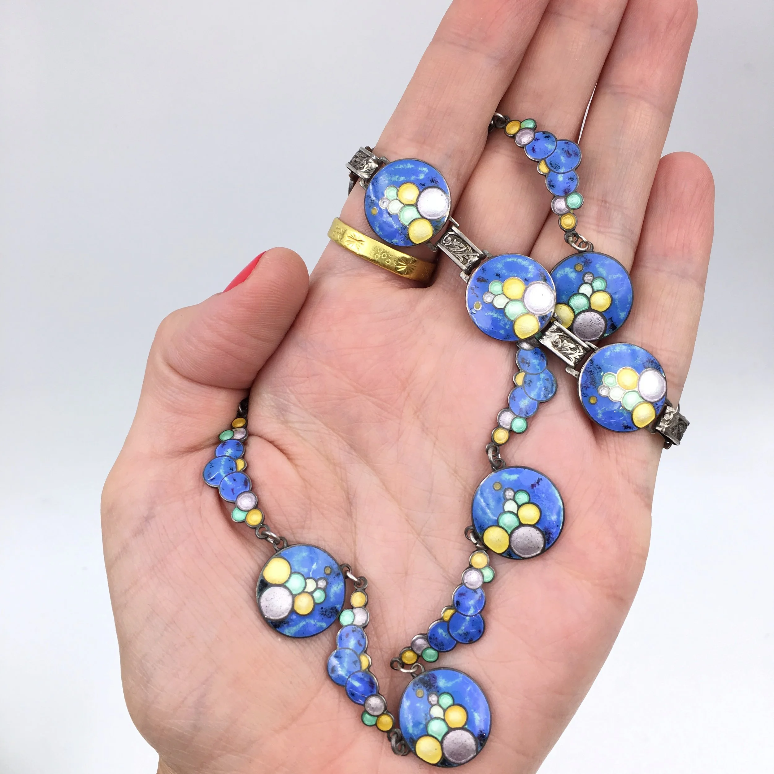 Art Deco enamel bubbles Reverie vintage jewelry NYC