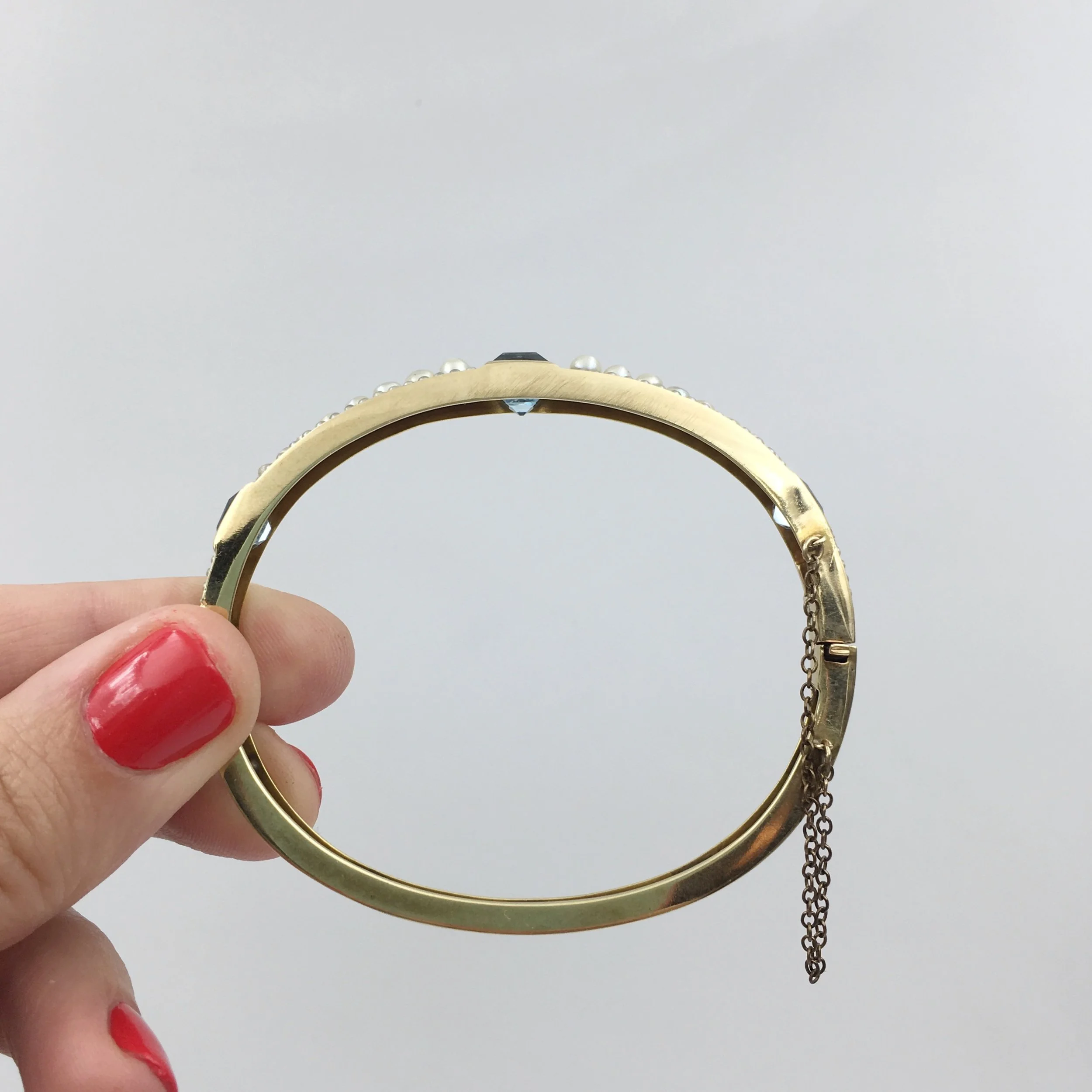 Aquamarine and pearl wedding bracelet Reverie vintage jewelry NYC