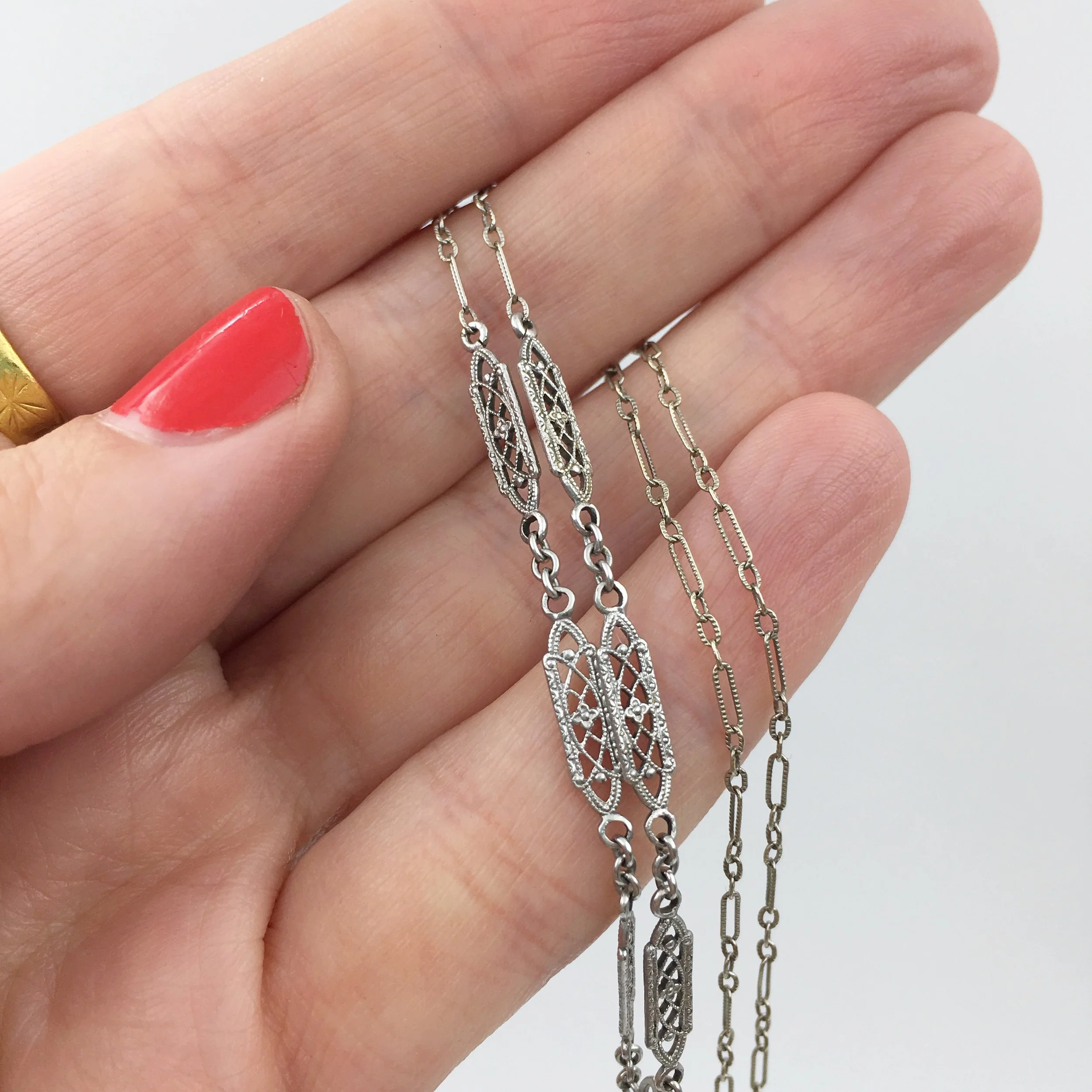 Edwardian filigree diamond necklace Reverie estate jewelry nyc