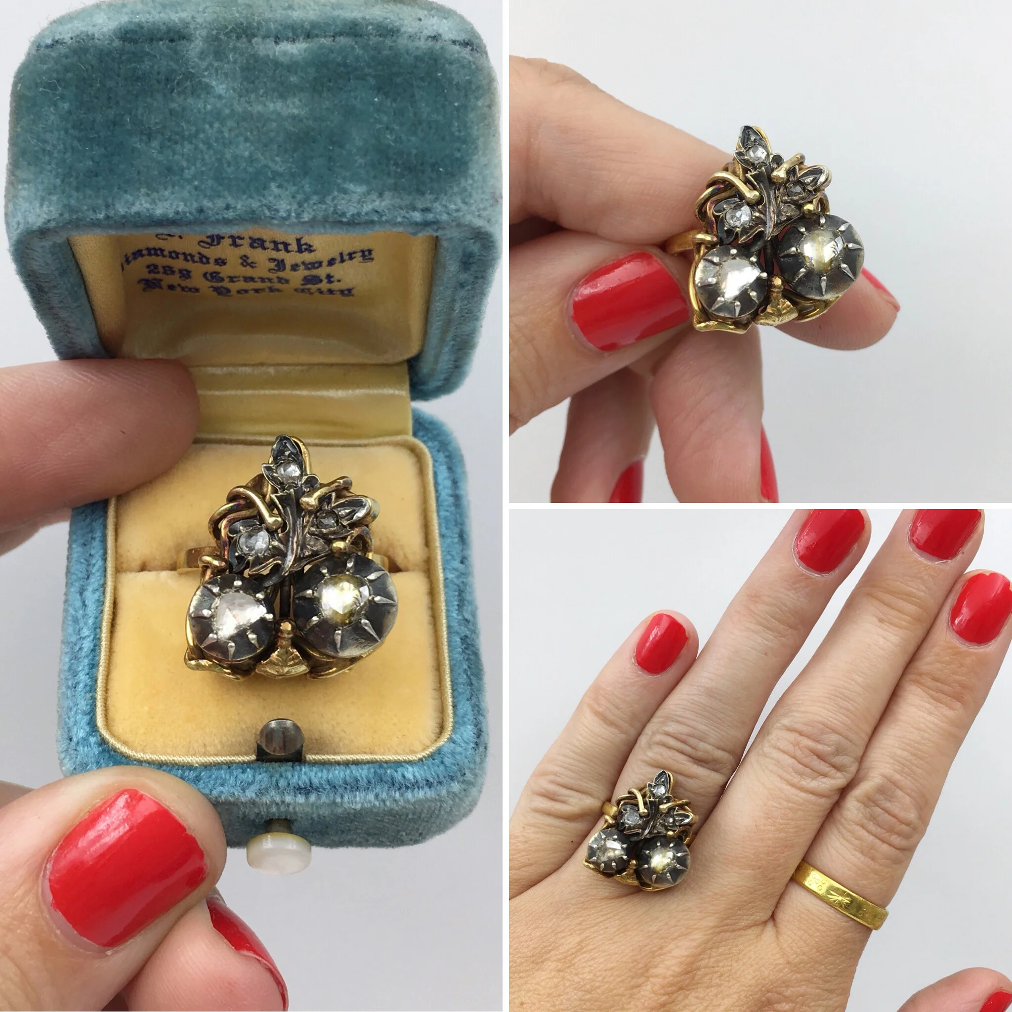 Art Nouveau ring Georgian rose cut diamonds Reverie antique jewelry NYC