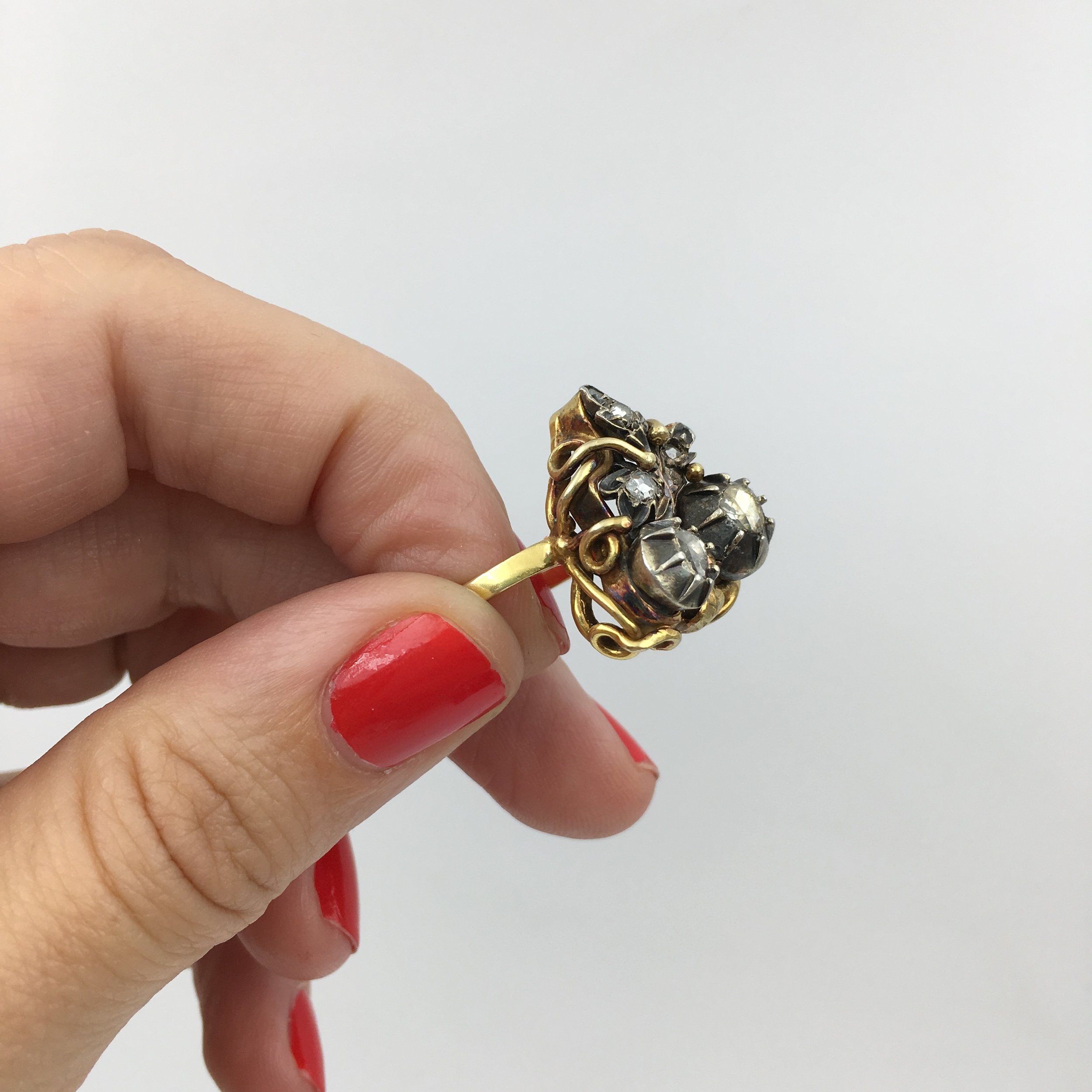 Art Nouveau Ring with Georgian Rose Cut Diamonds — Reverie