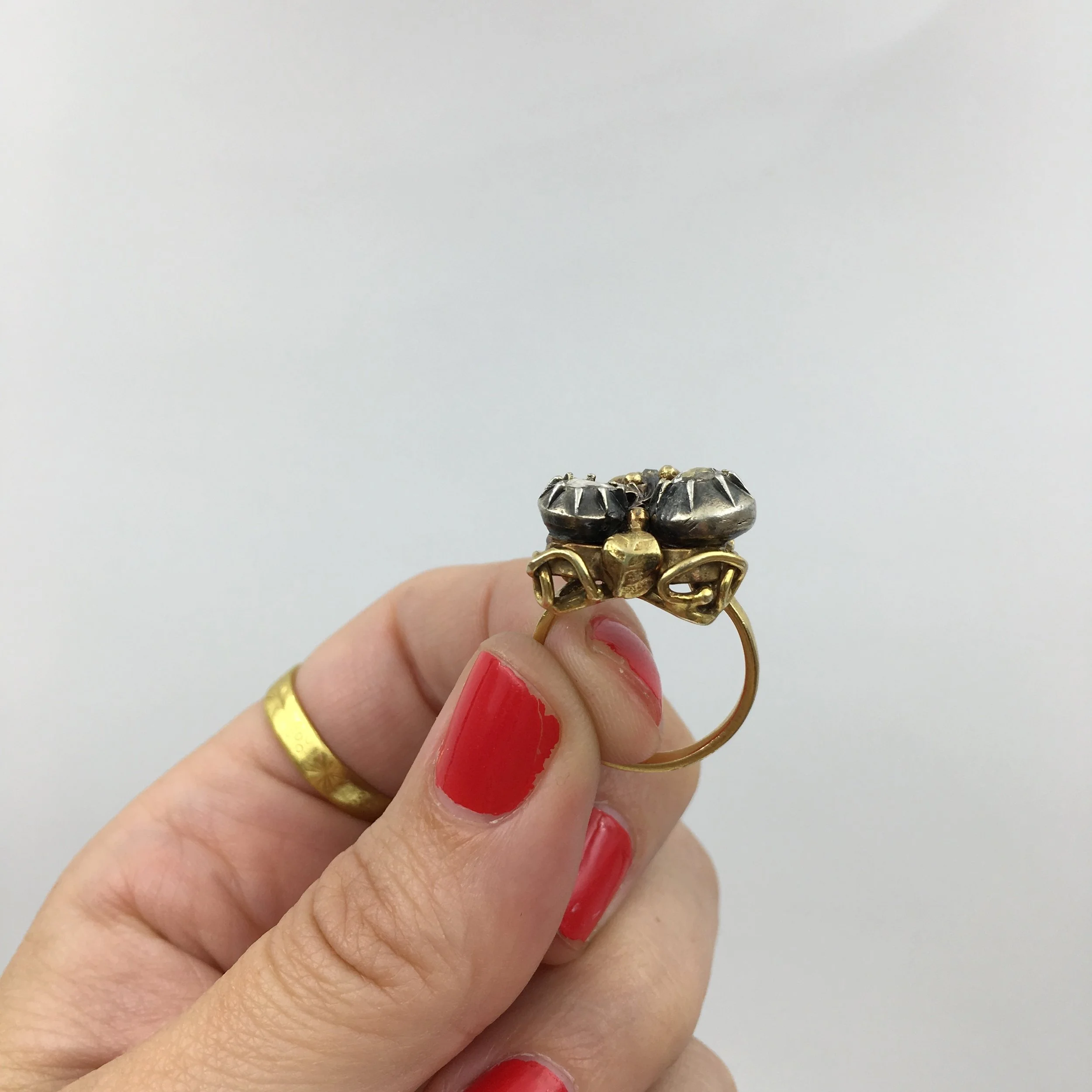 Art Nouveau ring Georgian rose cut diamonds Reverie antique jewelry NYC