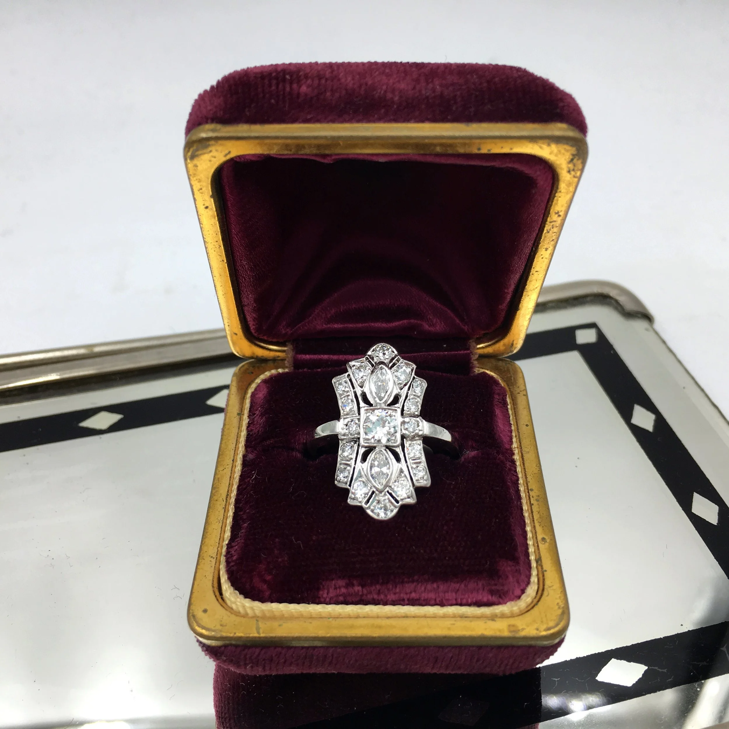 Art Deco platinum dinner ring Reverie estate jewelry NYC