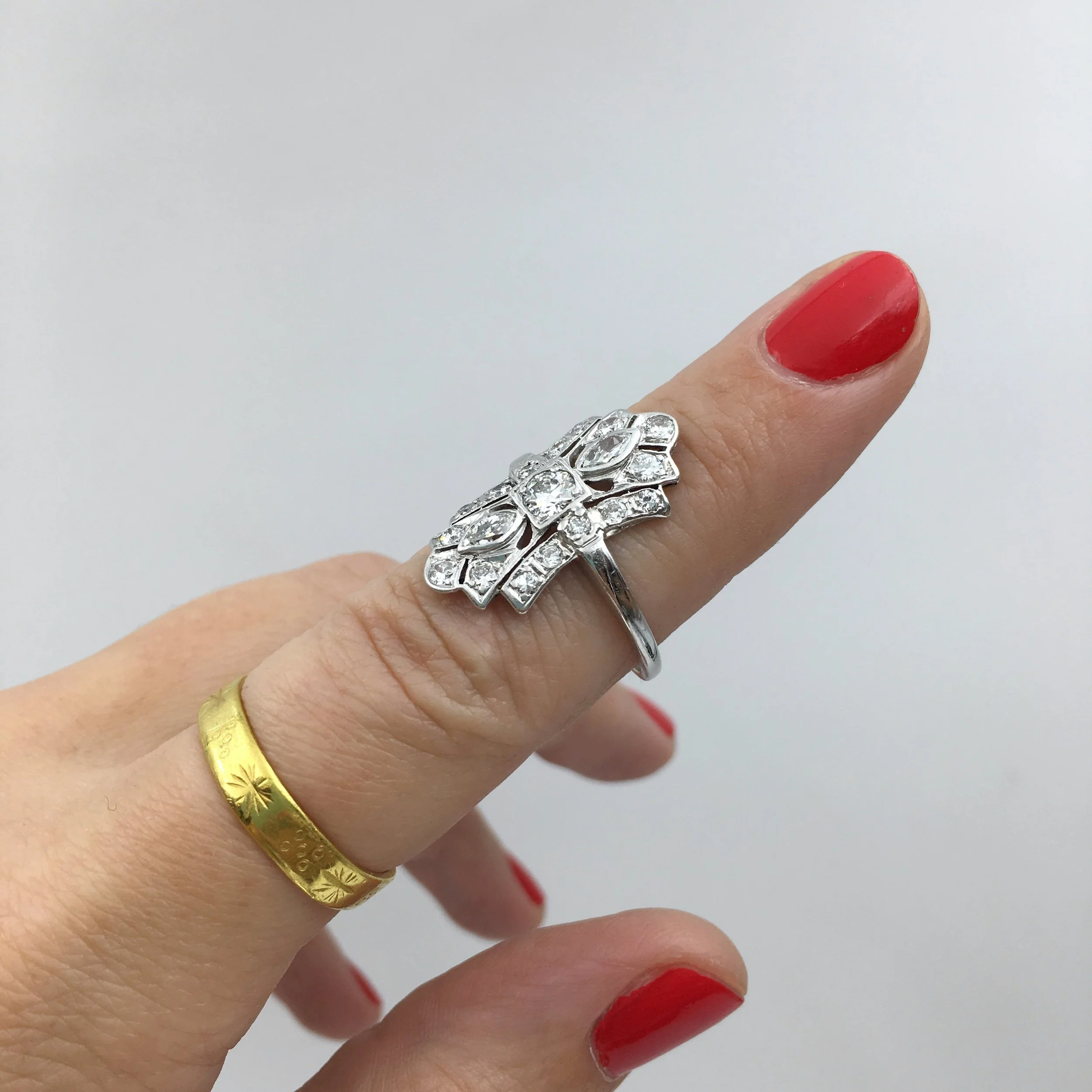 Art Deco platinum dinner ring Reverie estate jewelry NYC