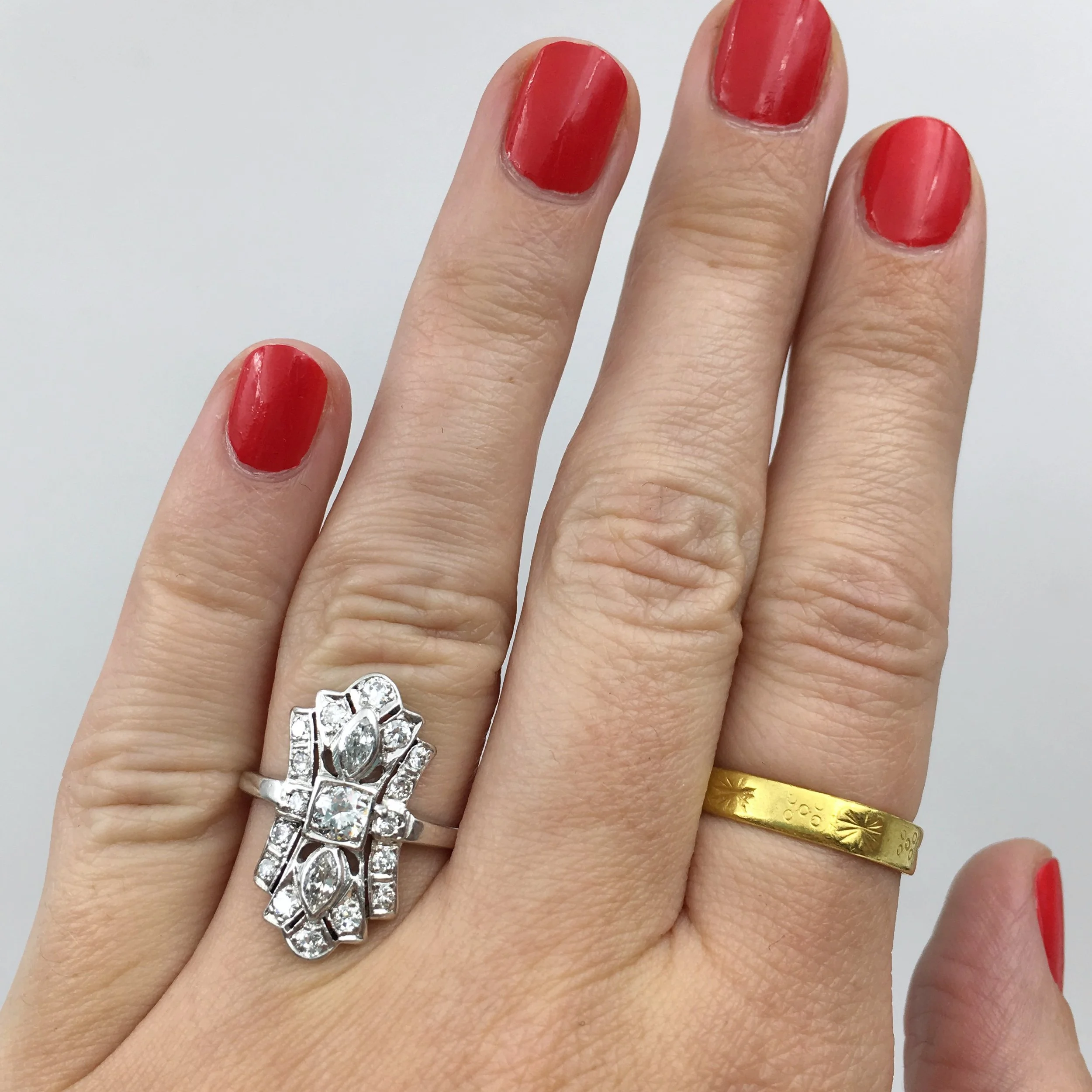 Art Deco platinum dinner ring Reverie estate jewelry NYC