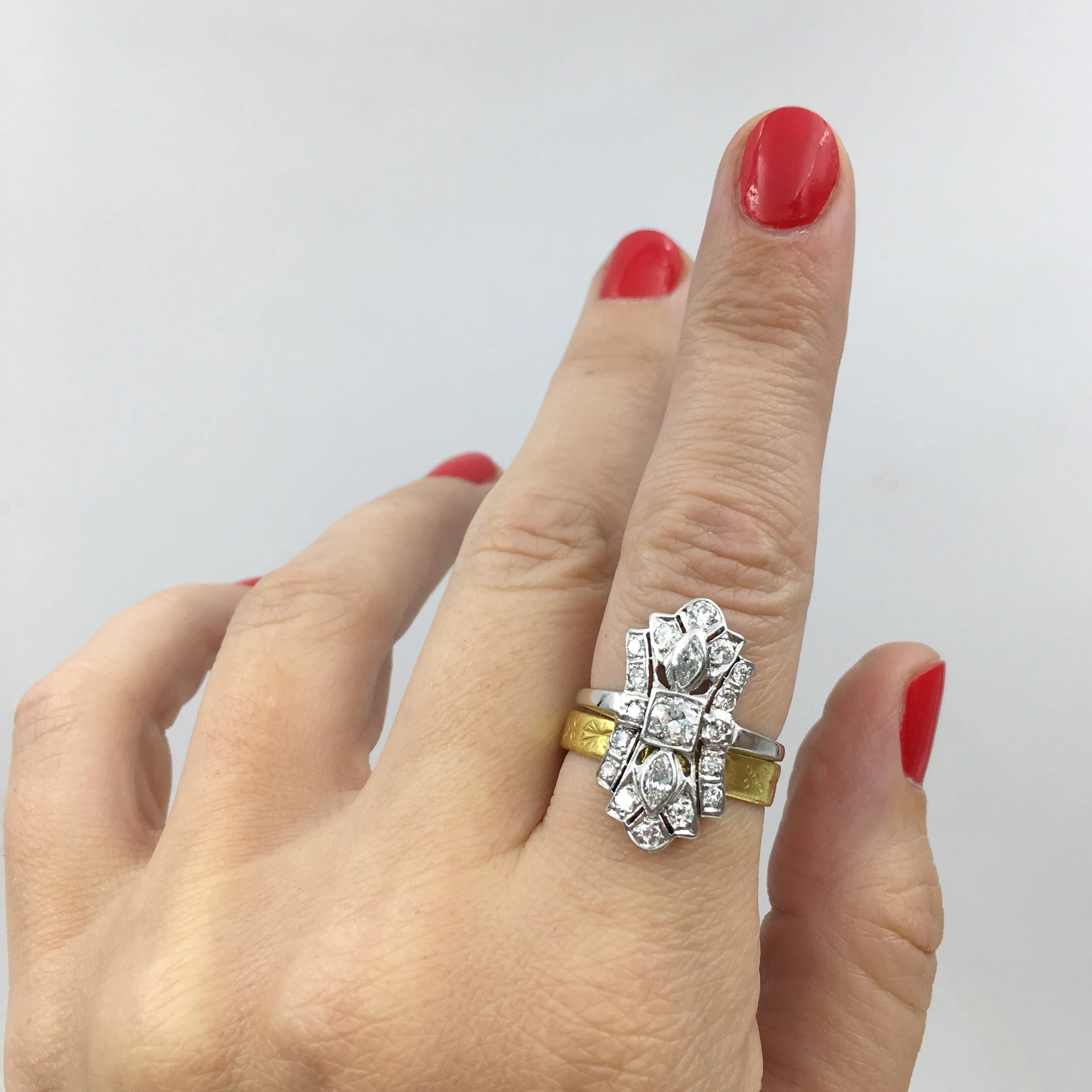 Art Deco platinum dinner ring Reverie estate jewelry NYC