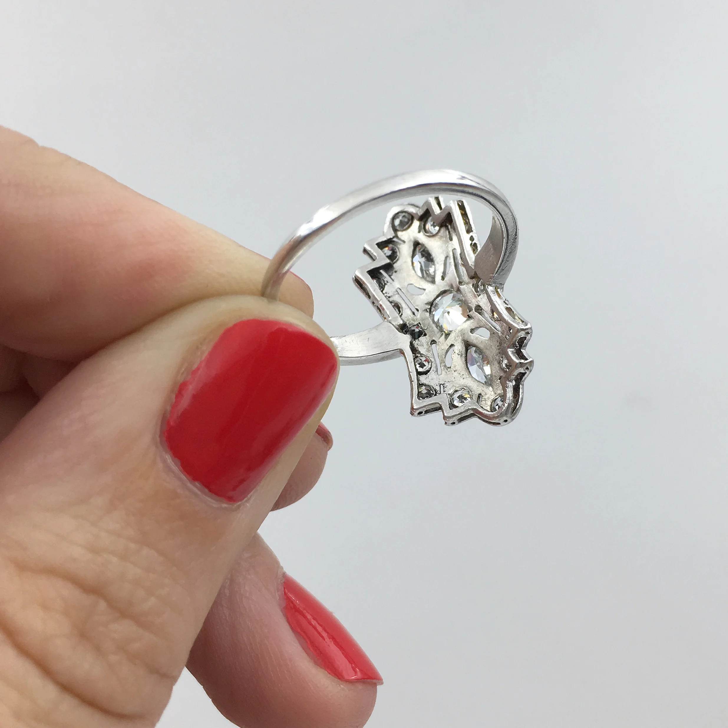 Art Deco platinum dinner ring Reverie estate jewelry NYC