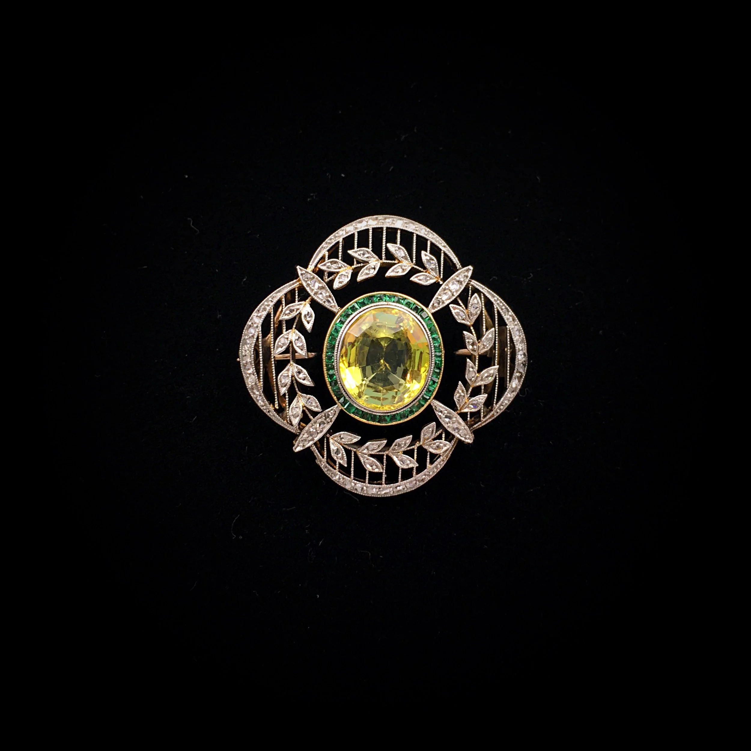 Edwardian Chrysoberyl brooch Reverie estate jewelry NYC