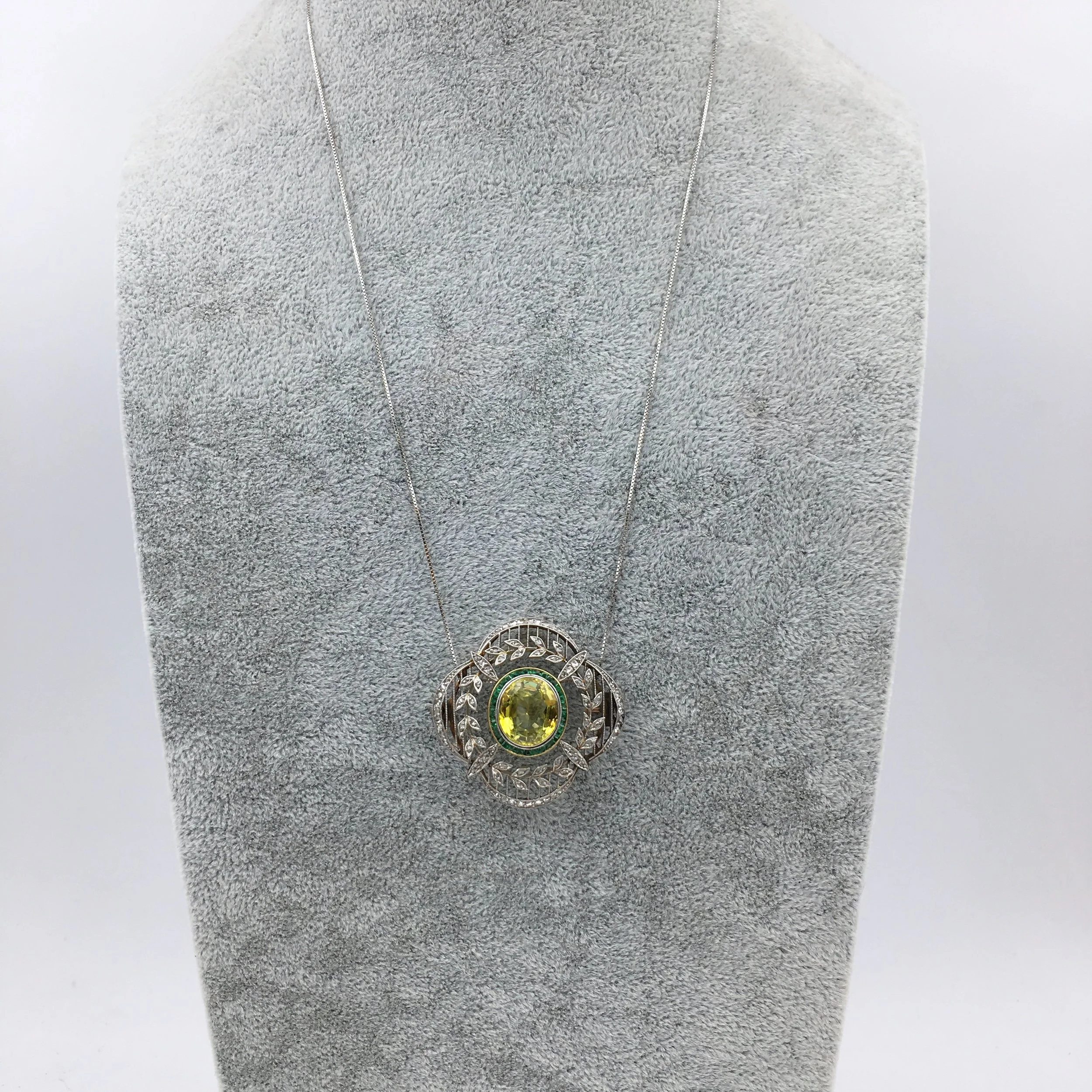 Edwardian Chrysoberyl brooch Reverie estate jewelry NYC