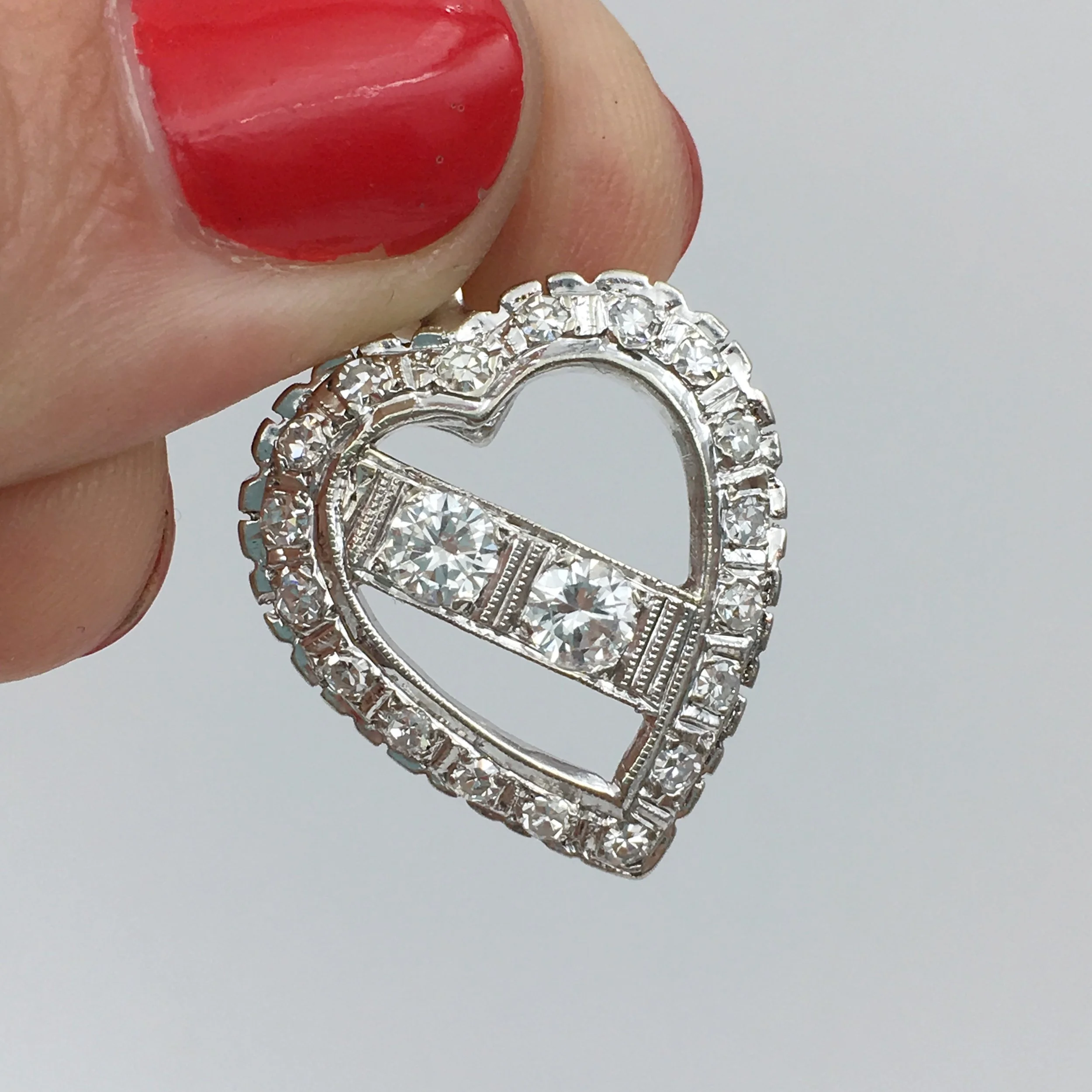1930s sweetheart diamond heart pendant Reverie vintage jewelry NYC