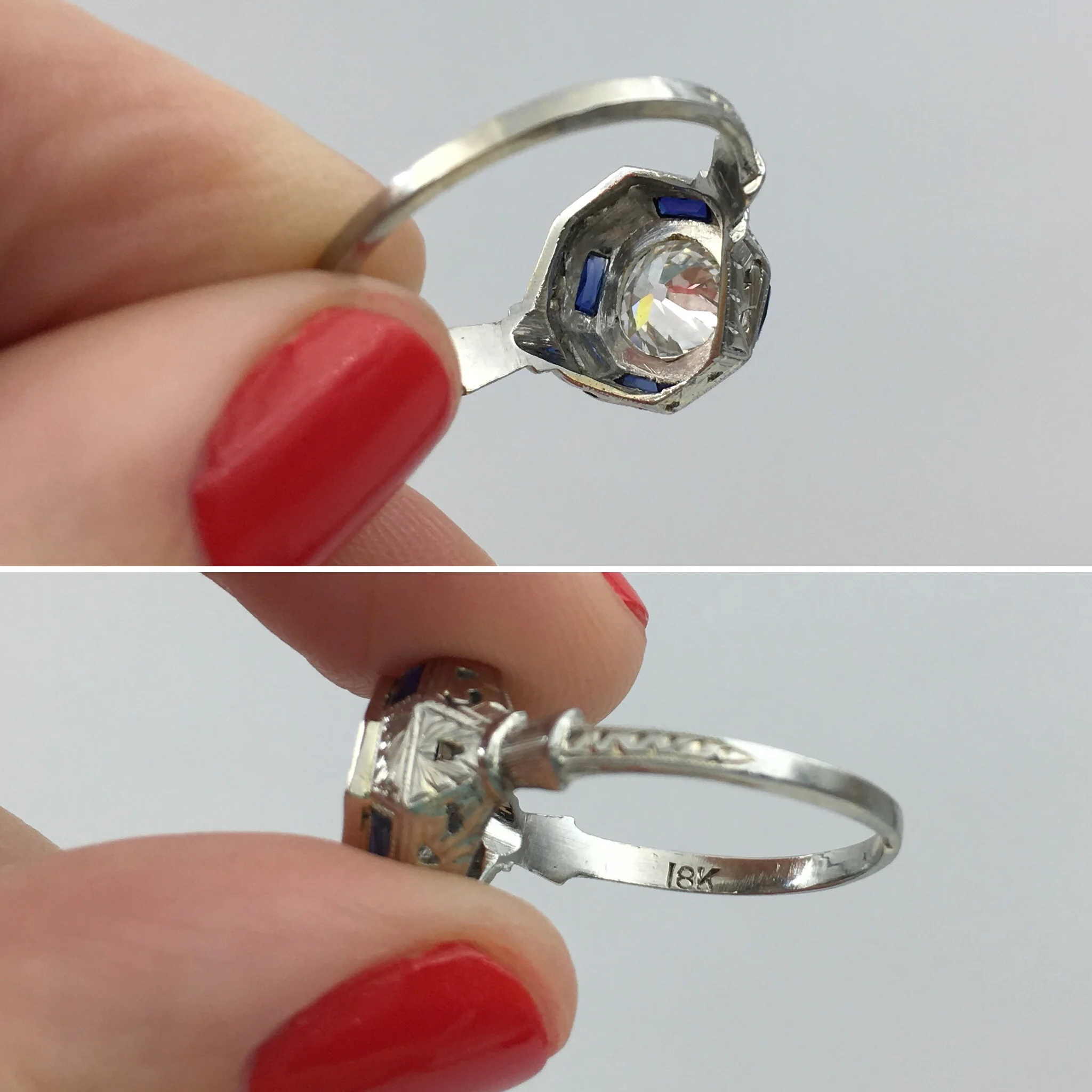 Art Deco diamond solitaire engagement ring Reverie estate jewelry NYC