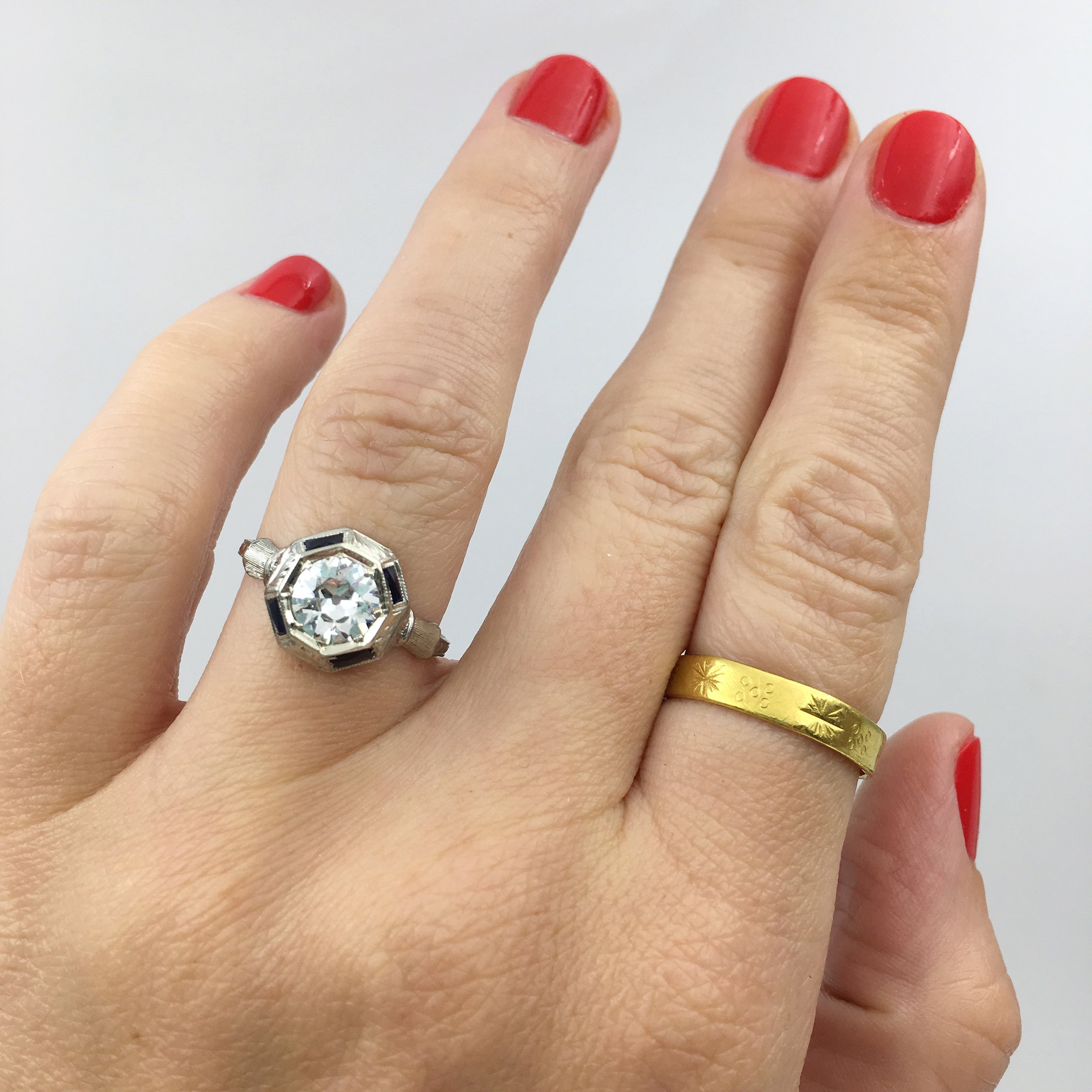 Art Deco diamond solitaire engagement ring Reverie estate jewelry NYC