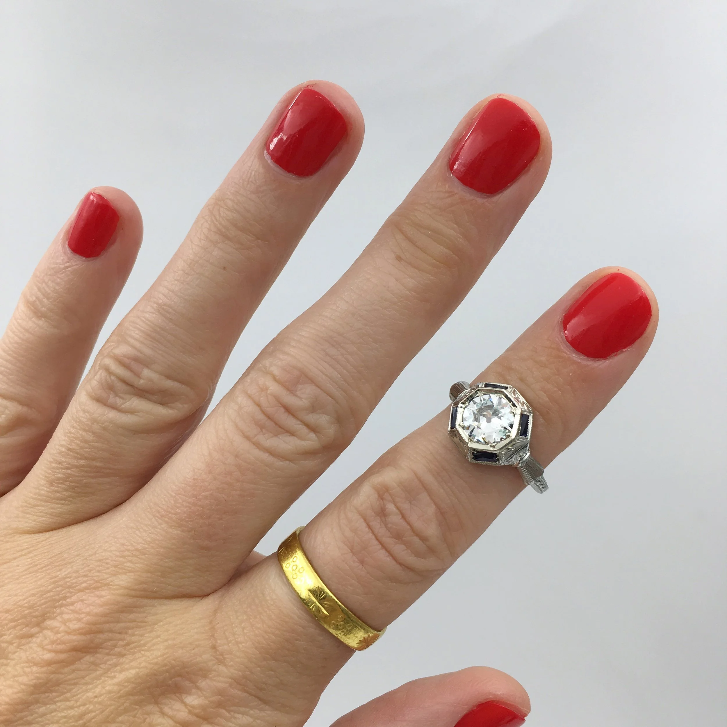 Art Deco diamond solitaire engagement ring Reverie estate jewelry NYC