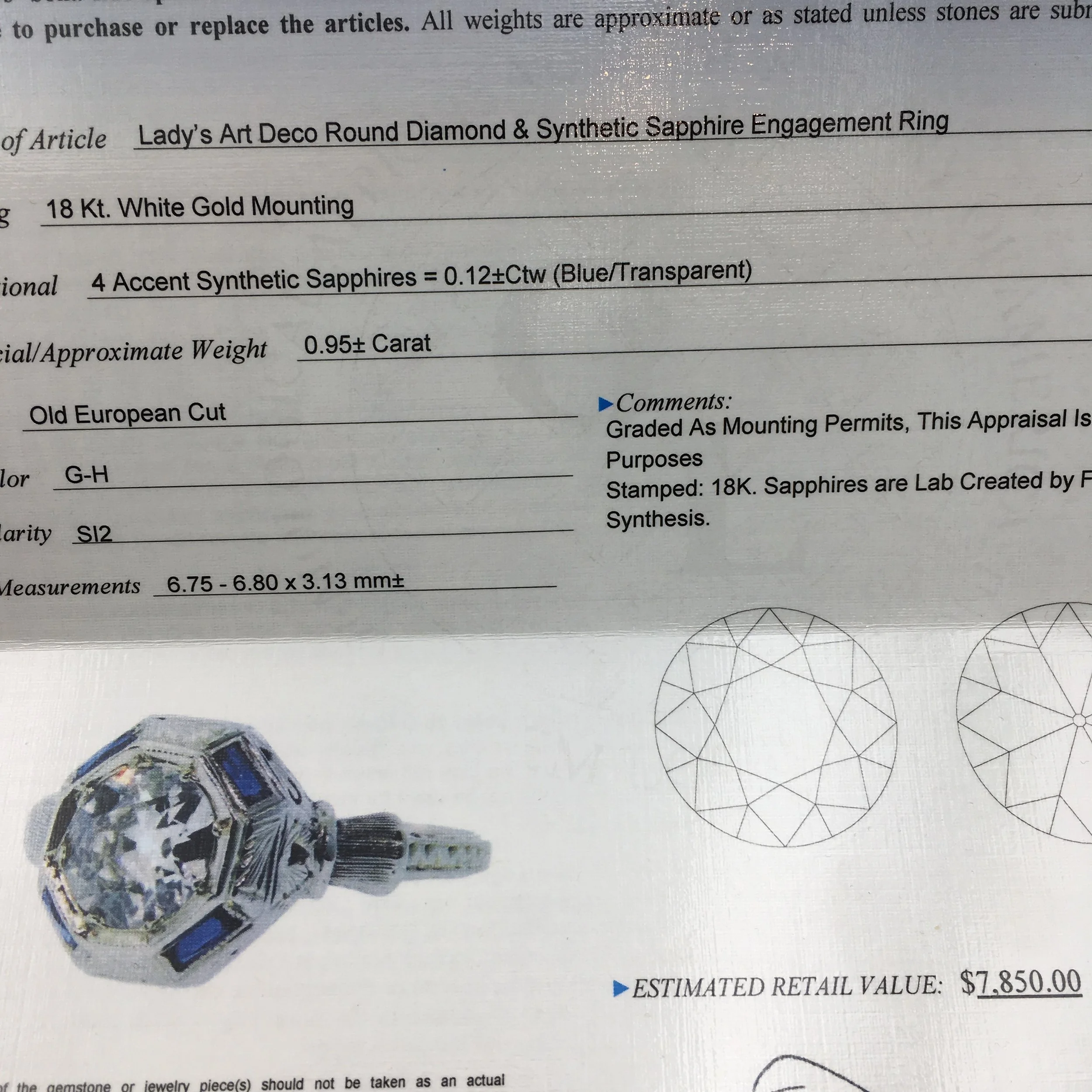 Art Deco diamond solitaire engagement ring Reverie estate jewelry NYC