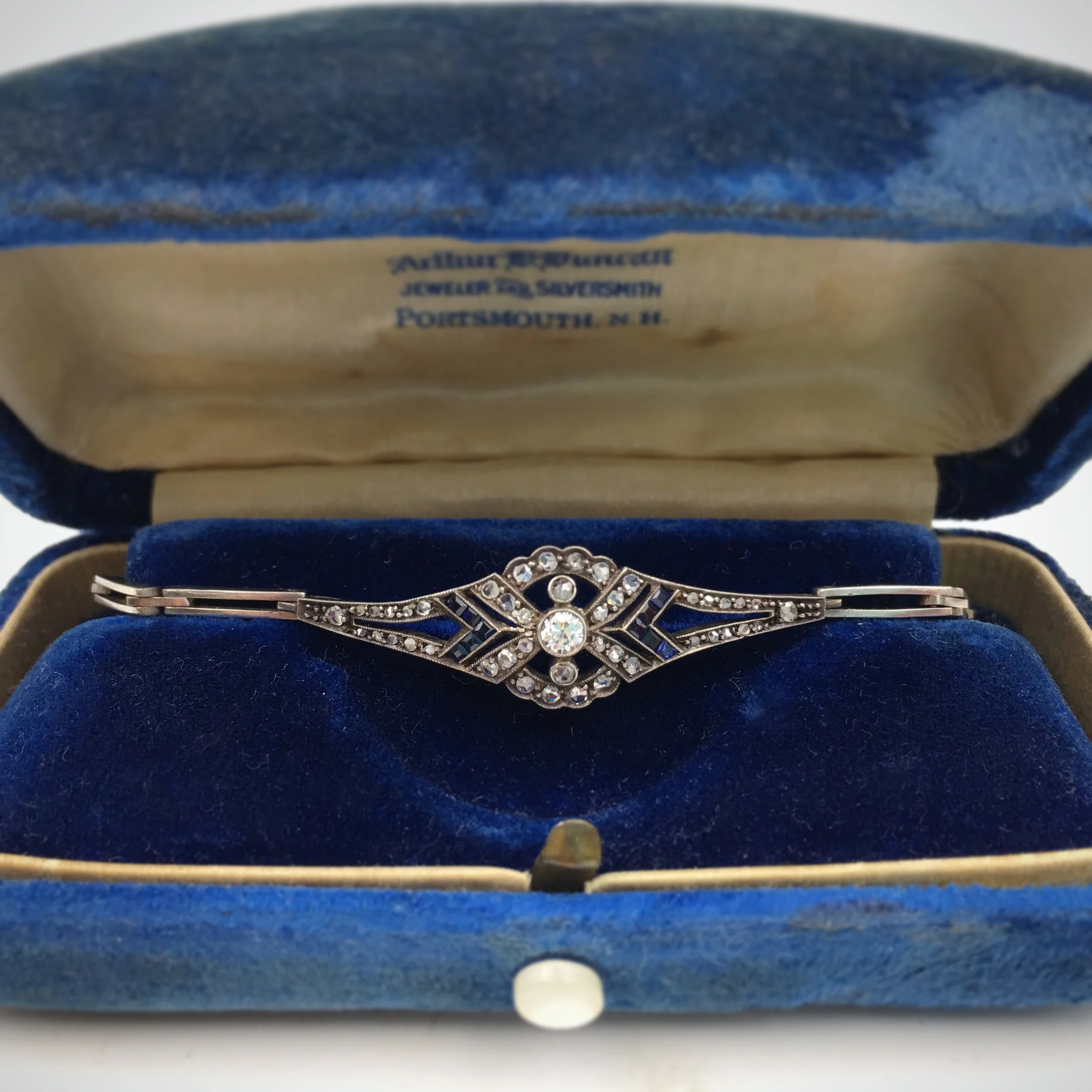 French rose cut diamond sapphire bracelet Reverie antique jewelry NYC