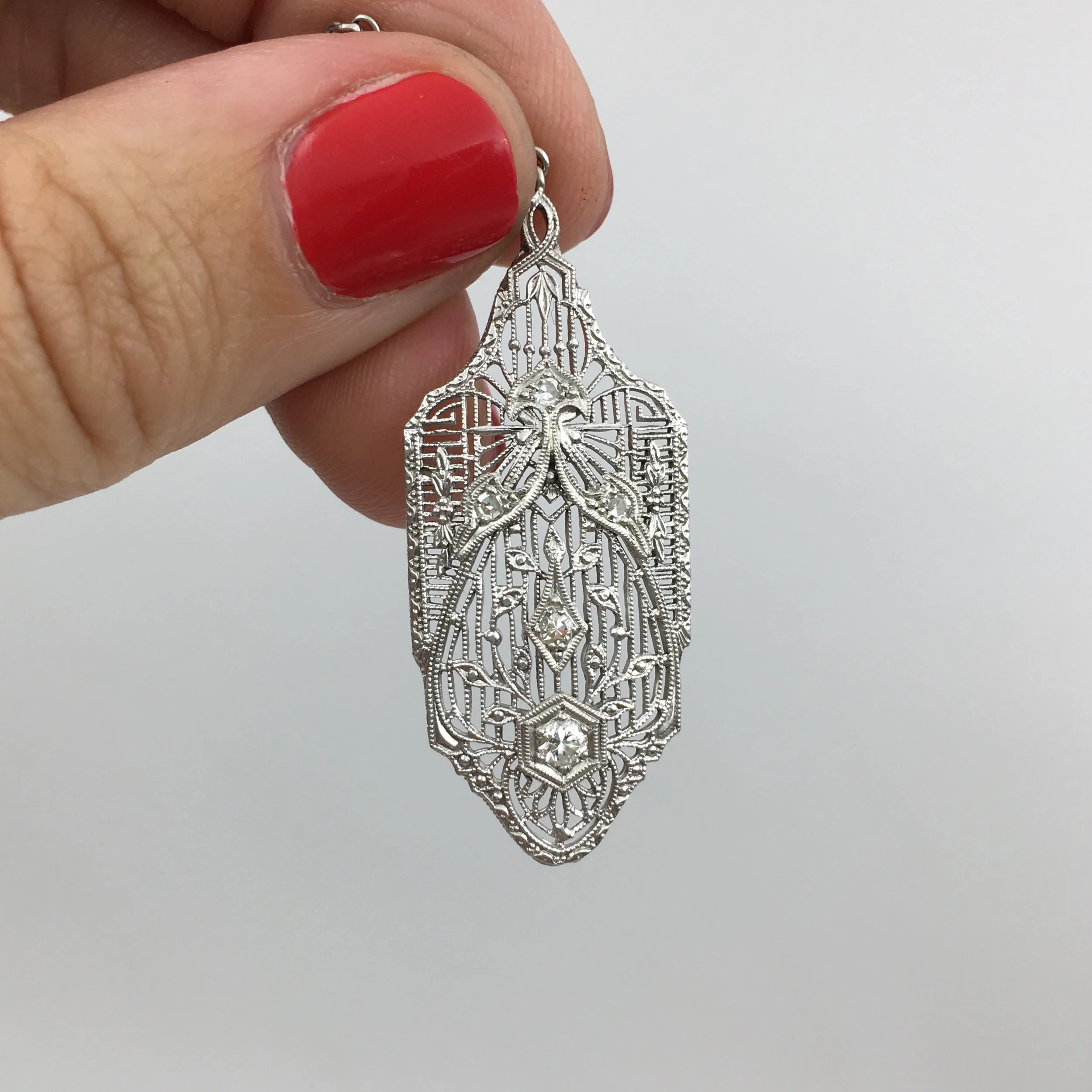 Edwardian filigree diamond necklace Reverie estate jewelry NYC