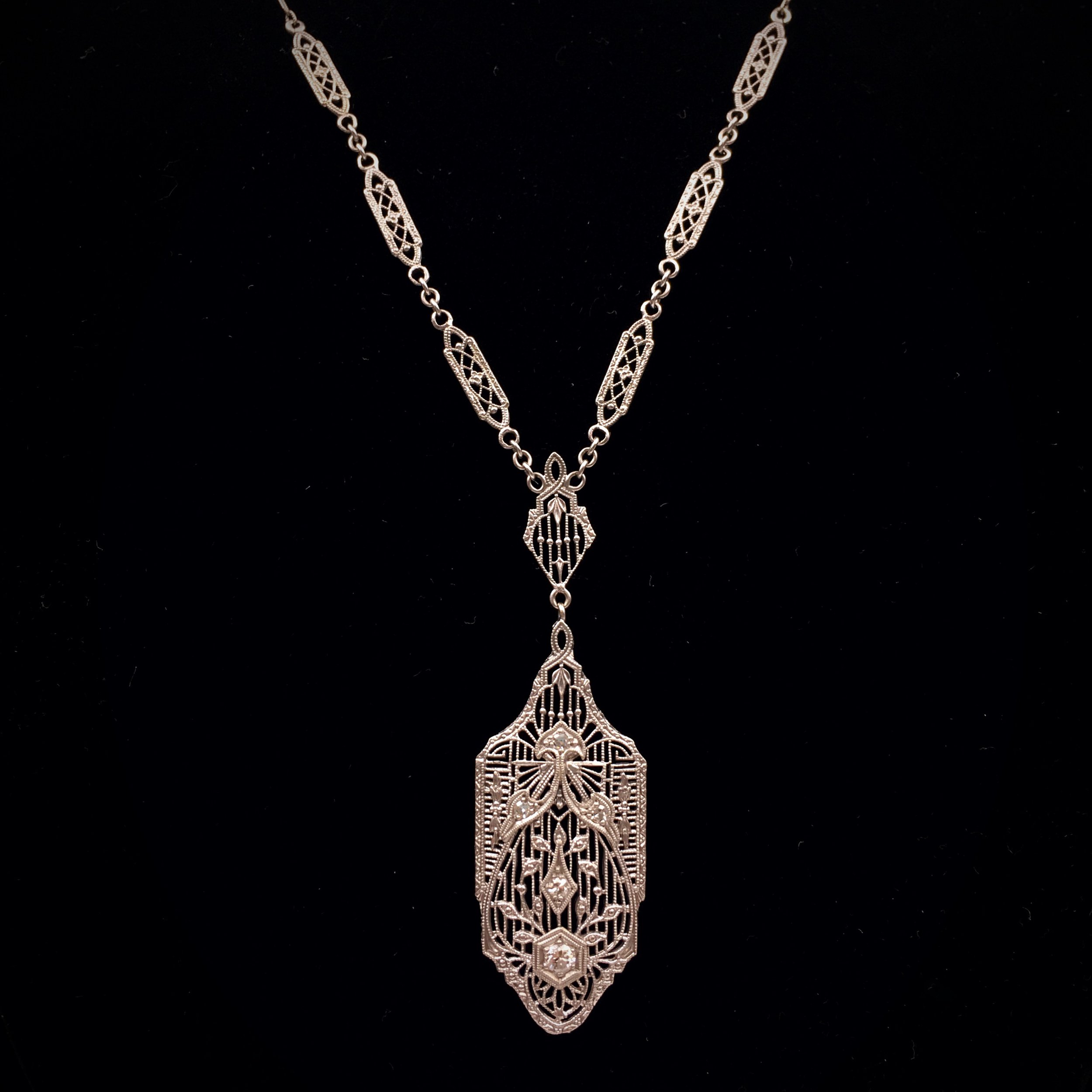 Gorgeous Edwardian Filigree and Diamond Necklace, C. 1920 Original ...