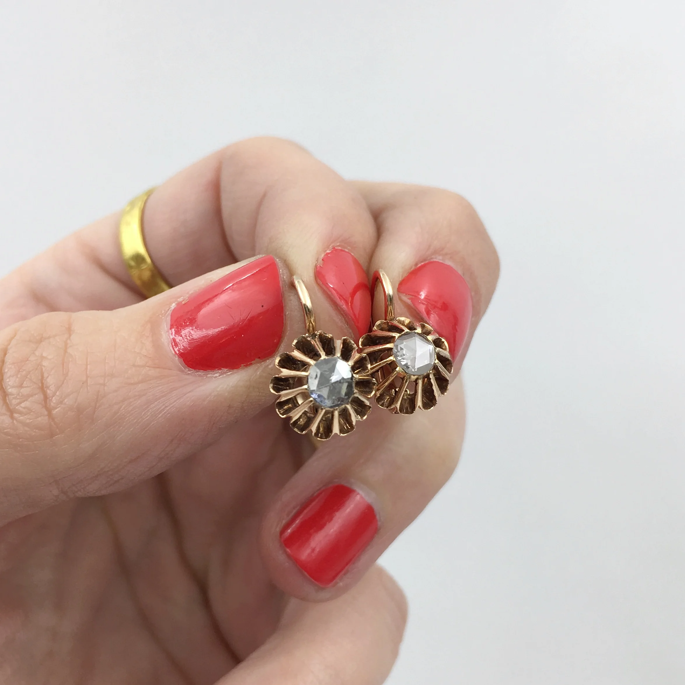 Antique rose cut diamond earrings Reverie estate jewelry NYC