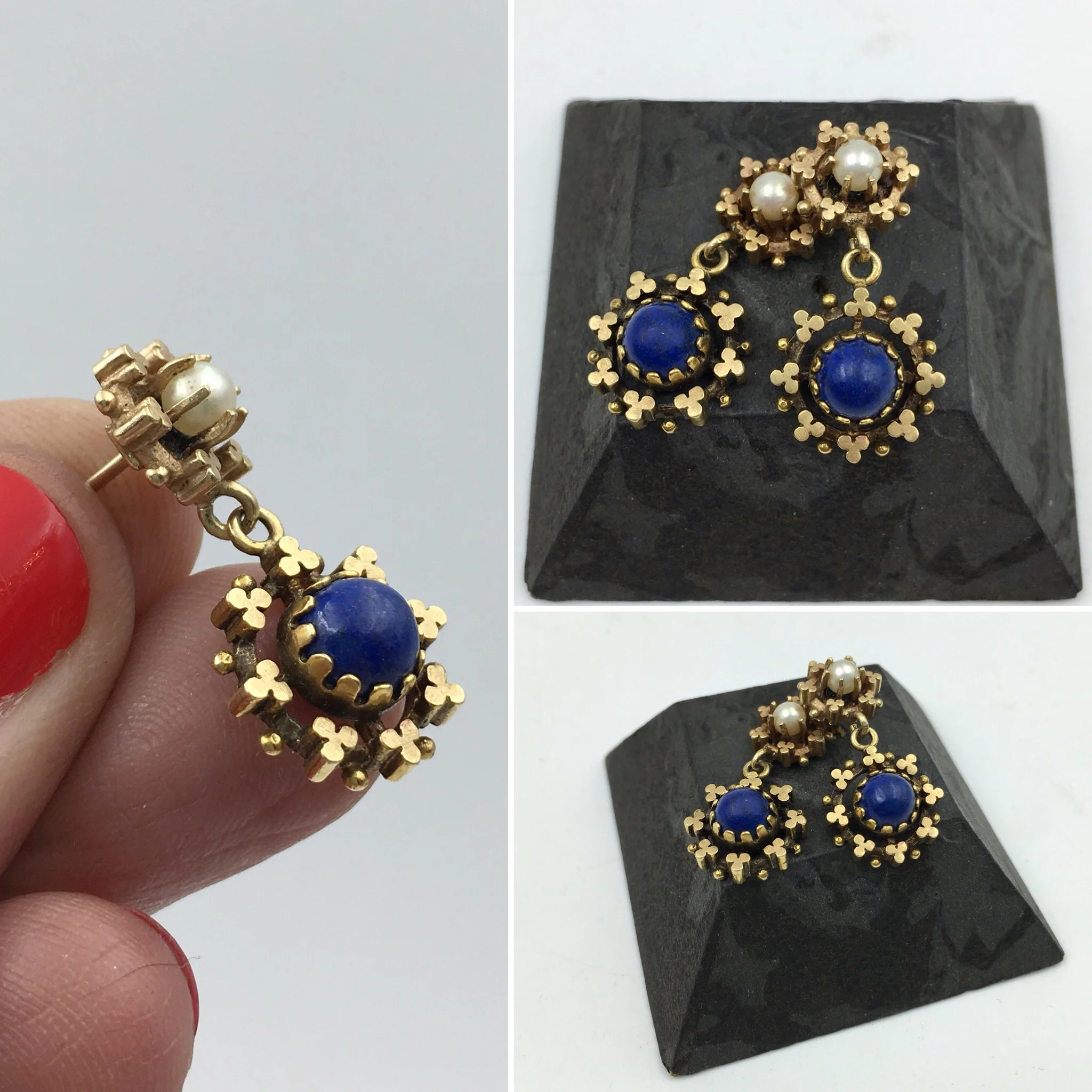 Vintage lapis earrings Reverie vintage jewelry NYC