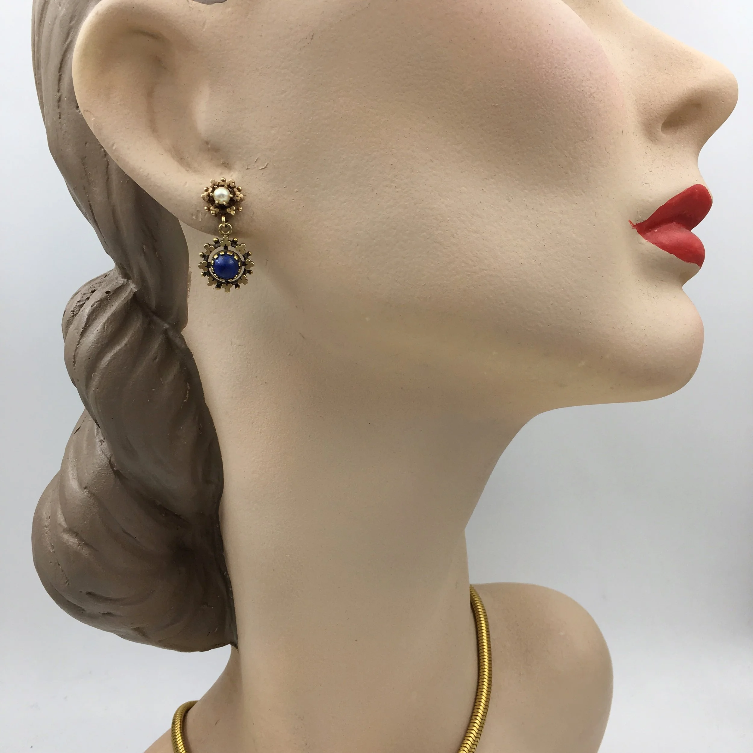 Vintage lapis earrings Reverie vintage jewelry NYC