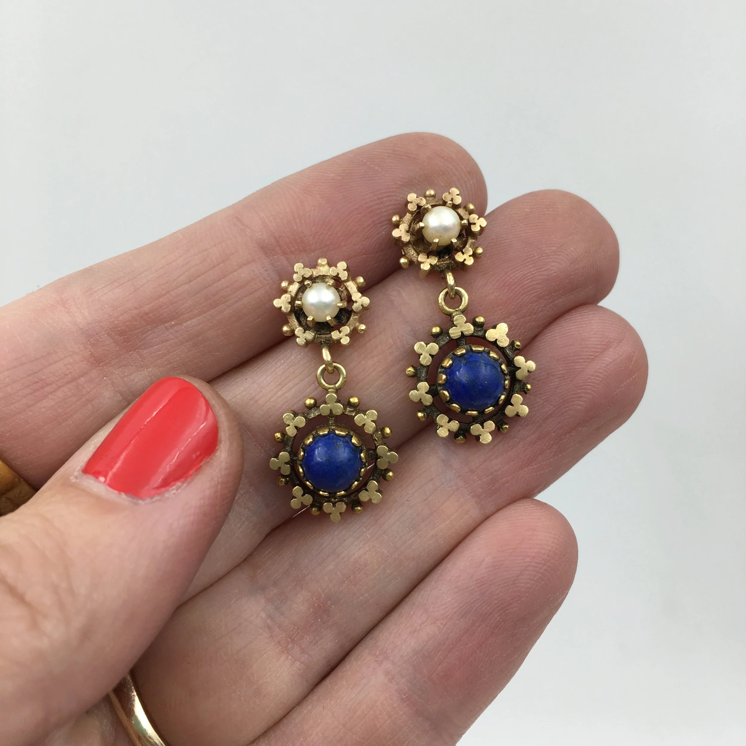 Vintage lapis earrings Reverie vintage jewelry NYC