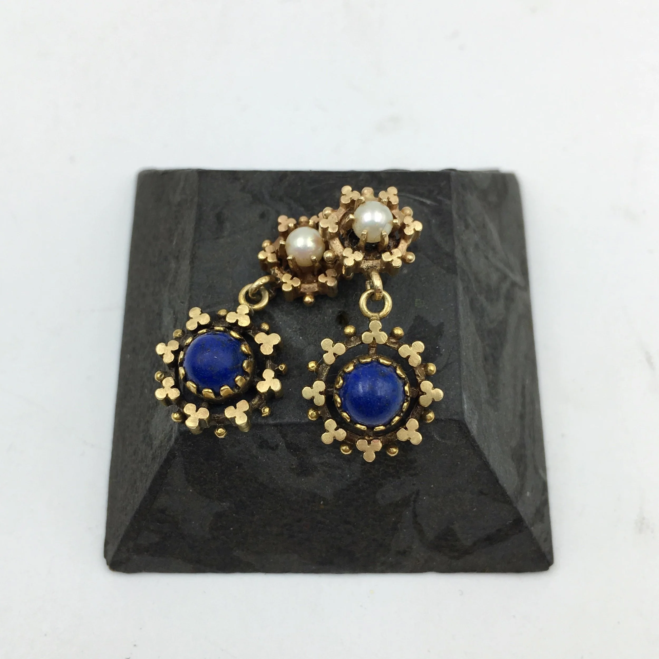 Vintage lapis earrings Reverie vintage jewelry NYC