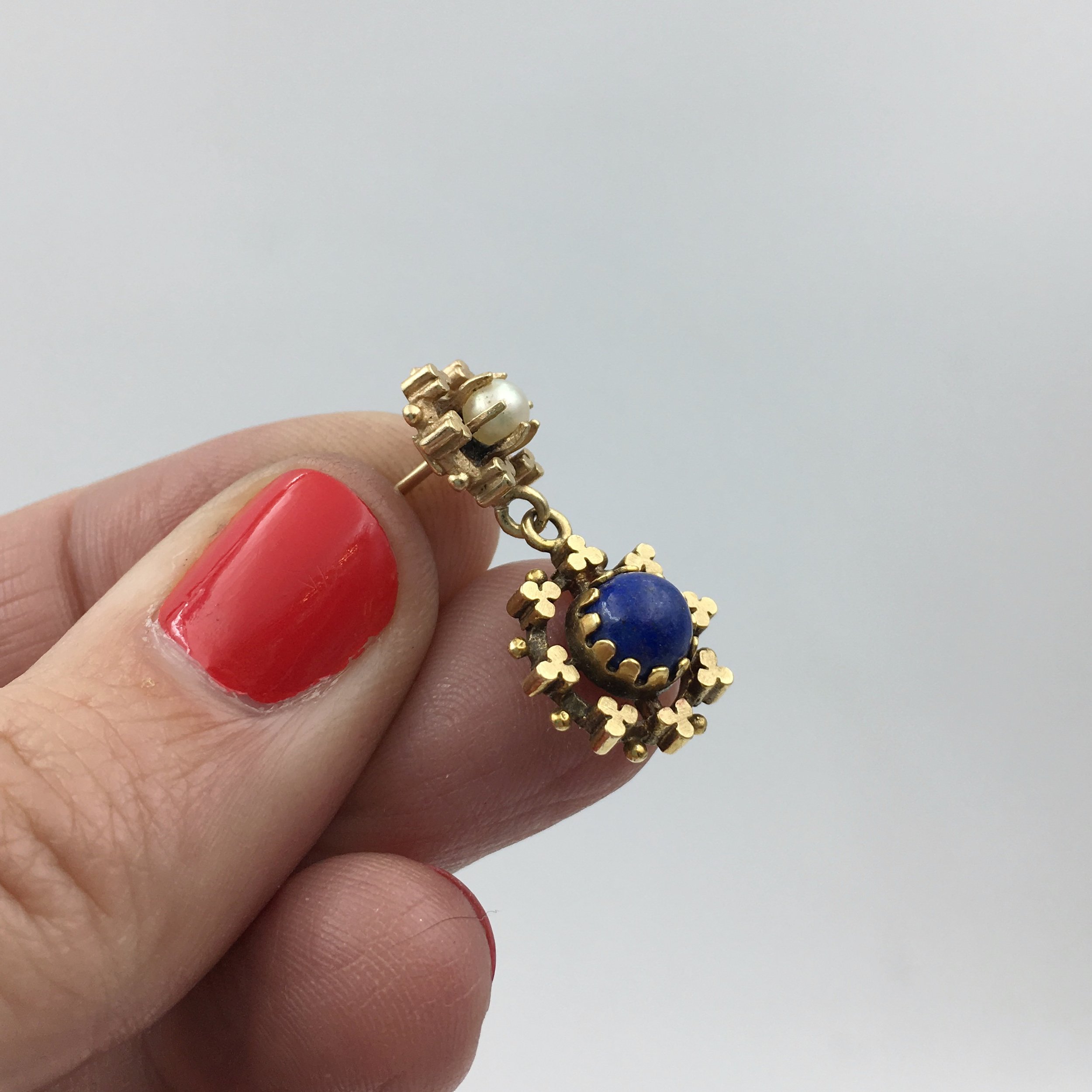 Vintage lapis earrings Reverie vintage jewelry NYC