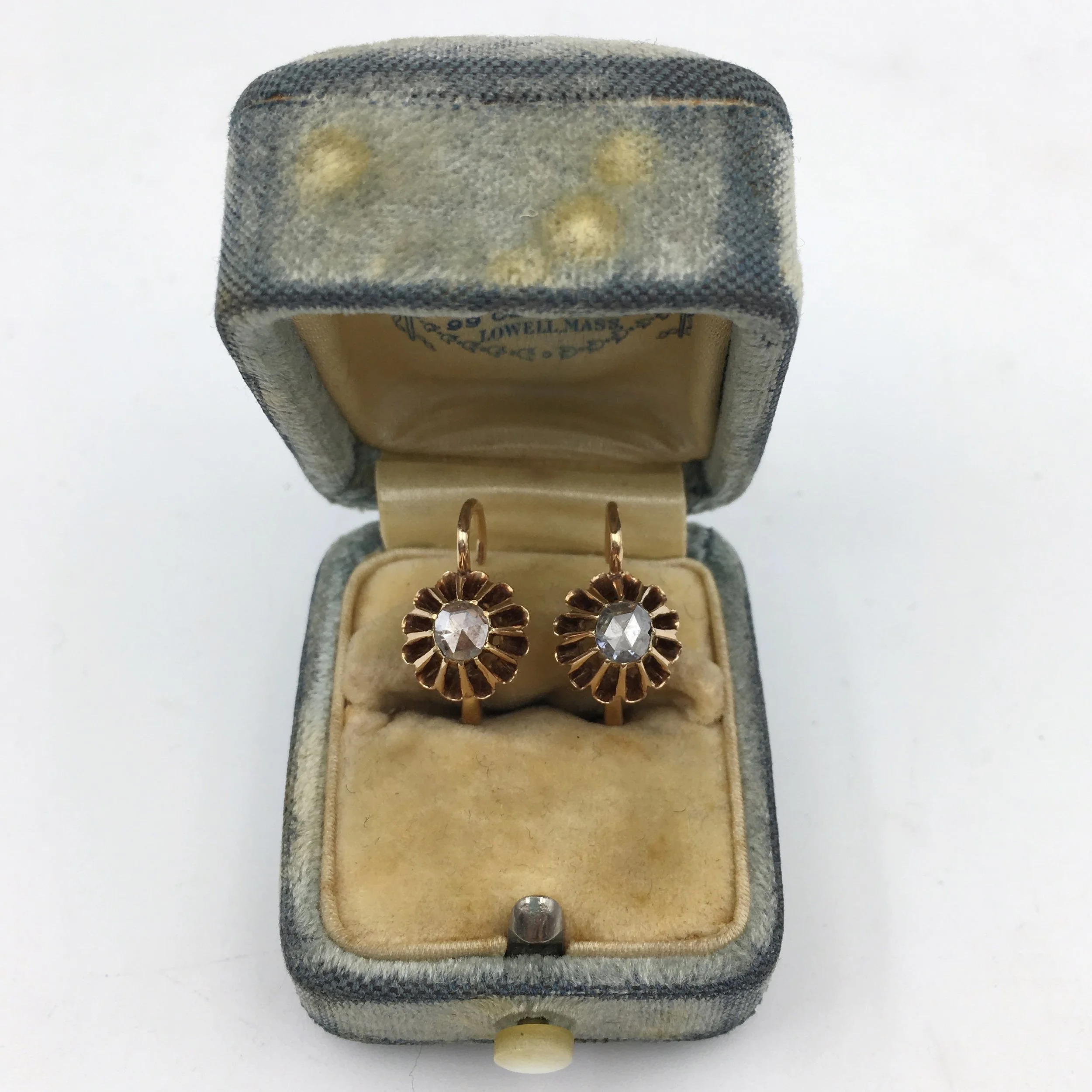 victorian rose gold diamond earrings Reverie antique jewelry NYC