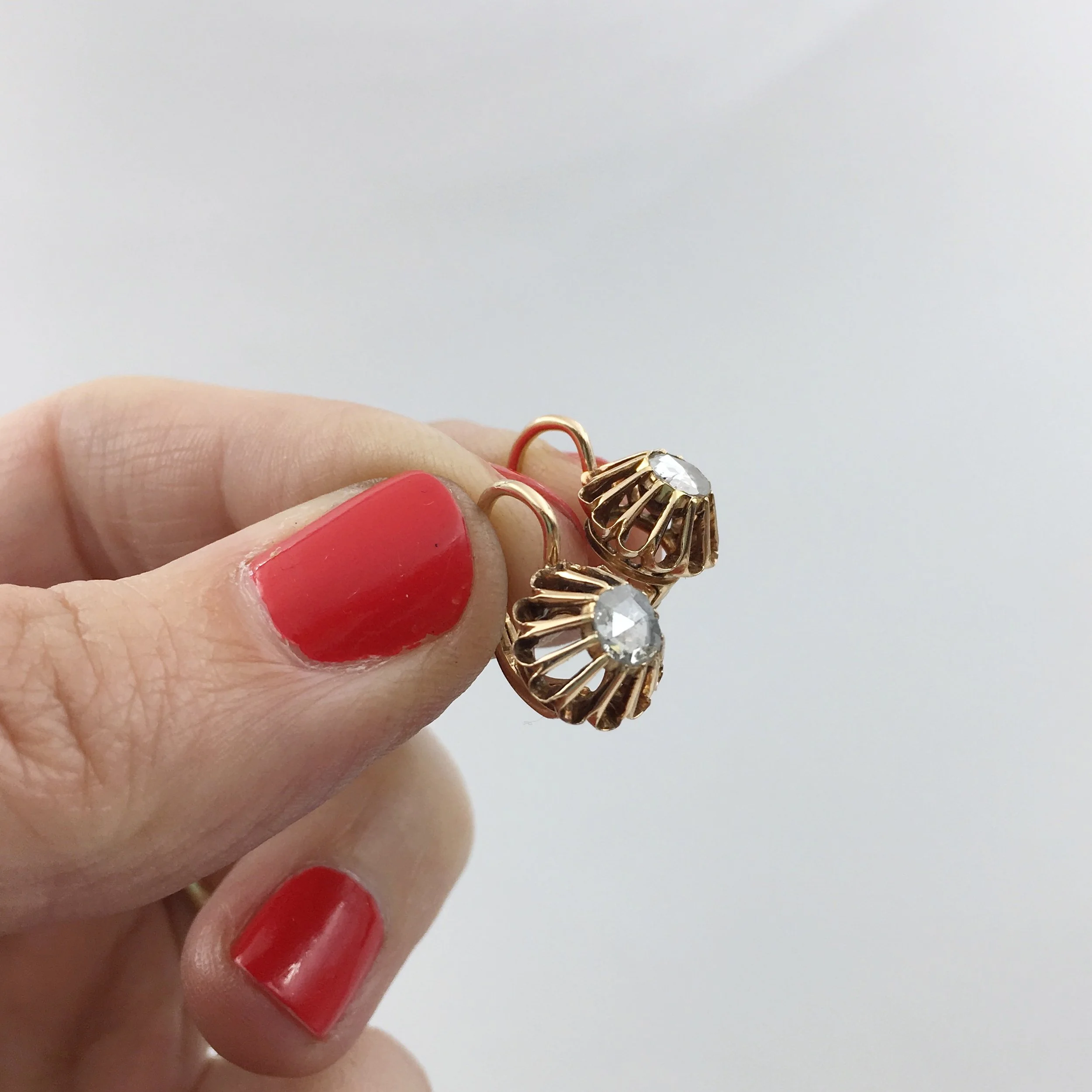 victorian rose gold diamond earrings Reverie antique jewelry NYC