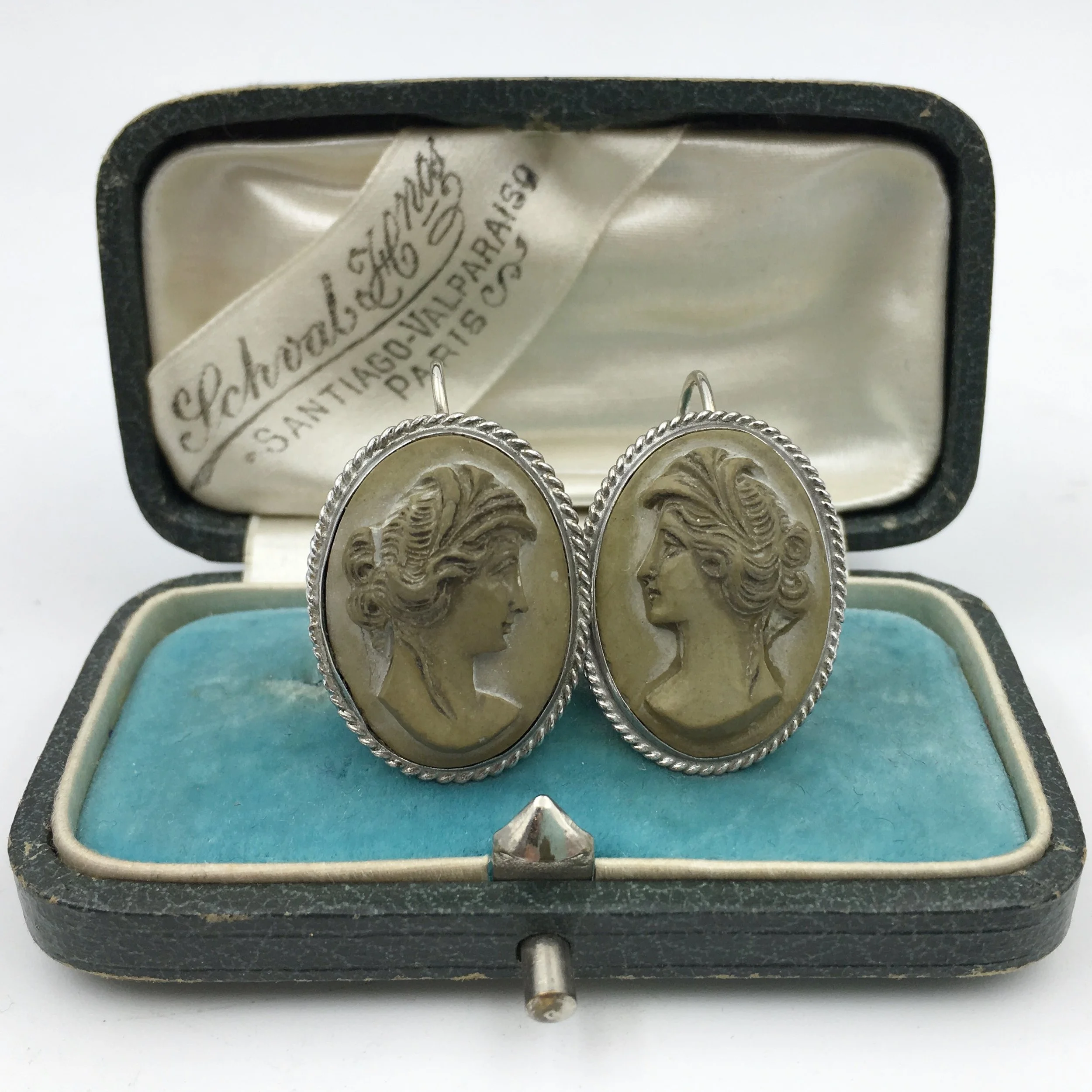 Antique Lava cameo earrings Reverie vintage jewelry NYC