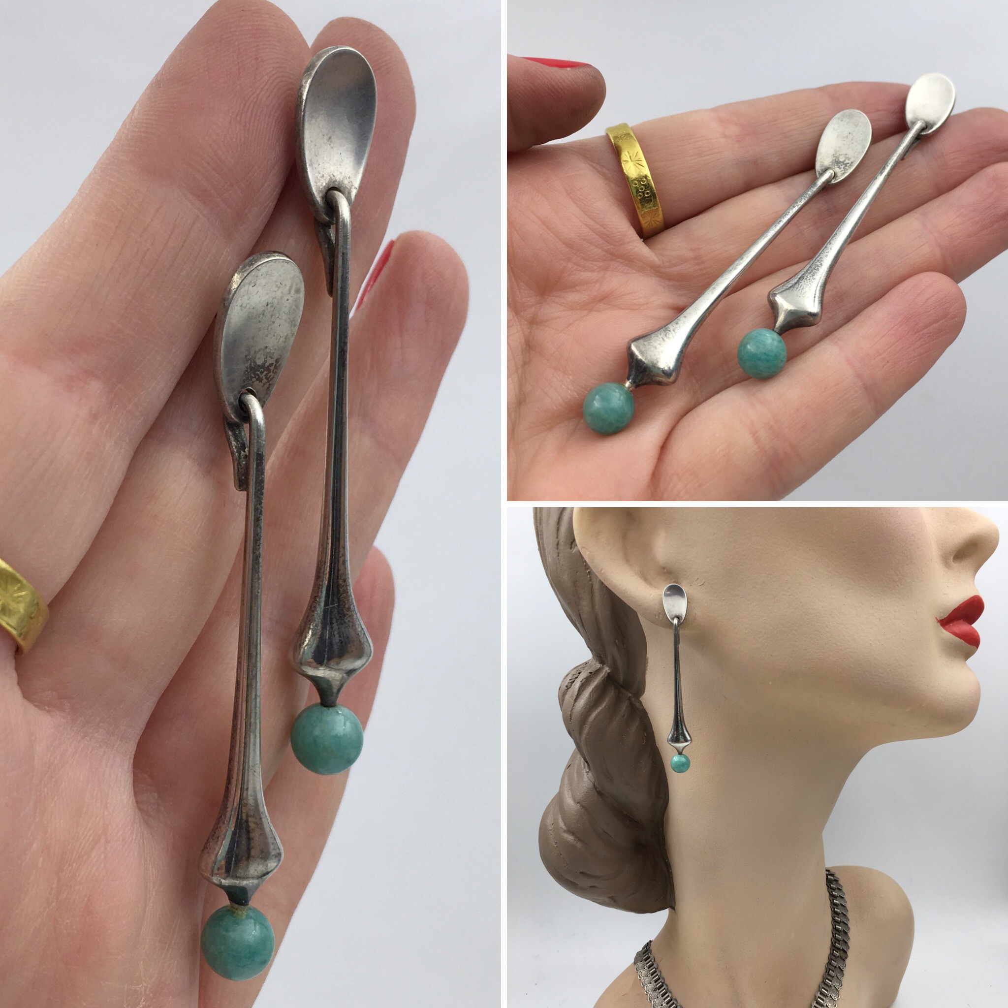 Early Hans Hansen sterling earrings Reverie vintage jewelry NYC