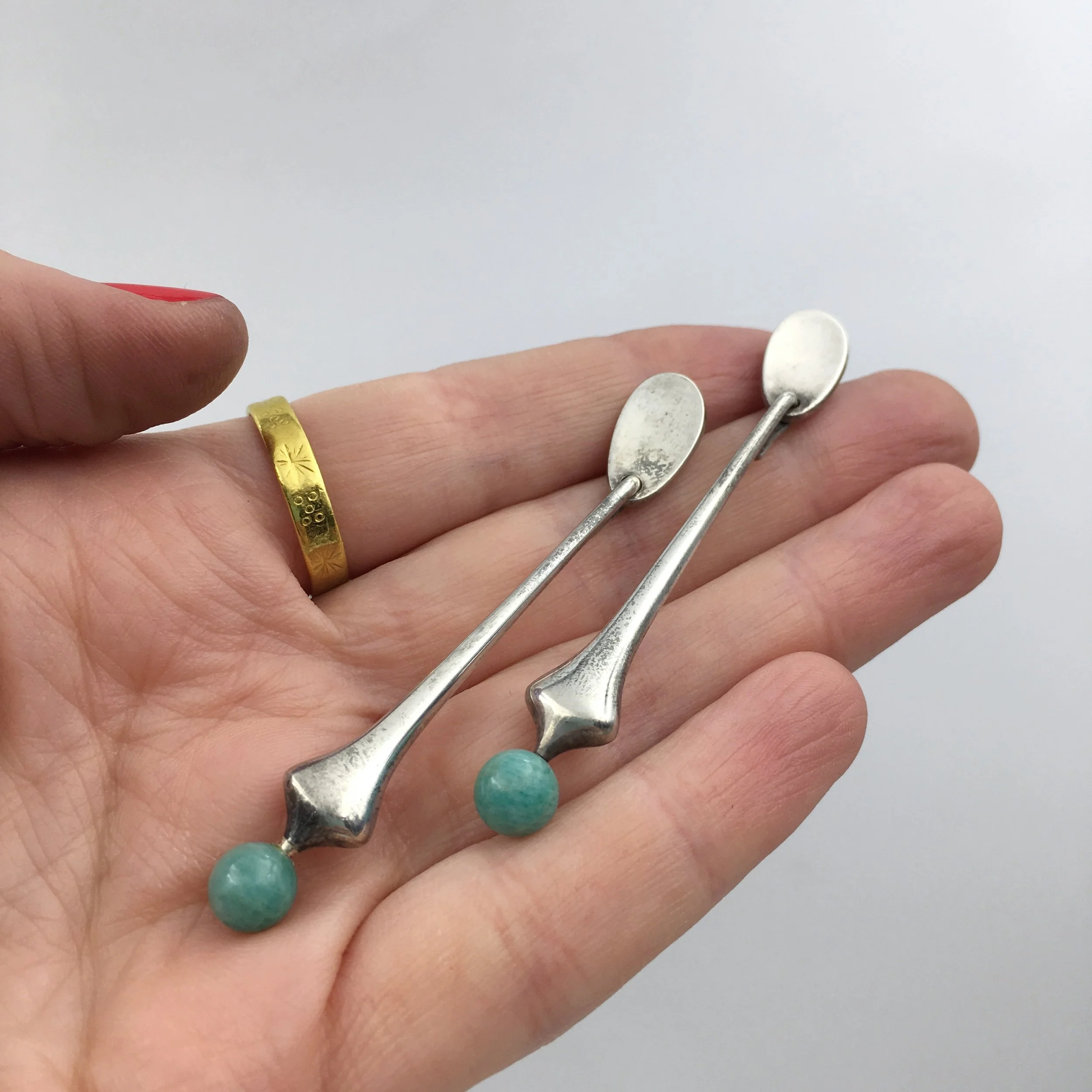 Early Modernist Hans Hansen Sterling Earrings, Denmark 1930s