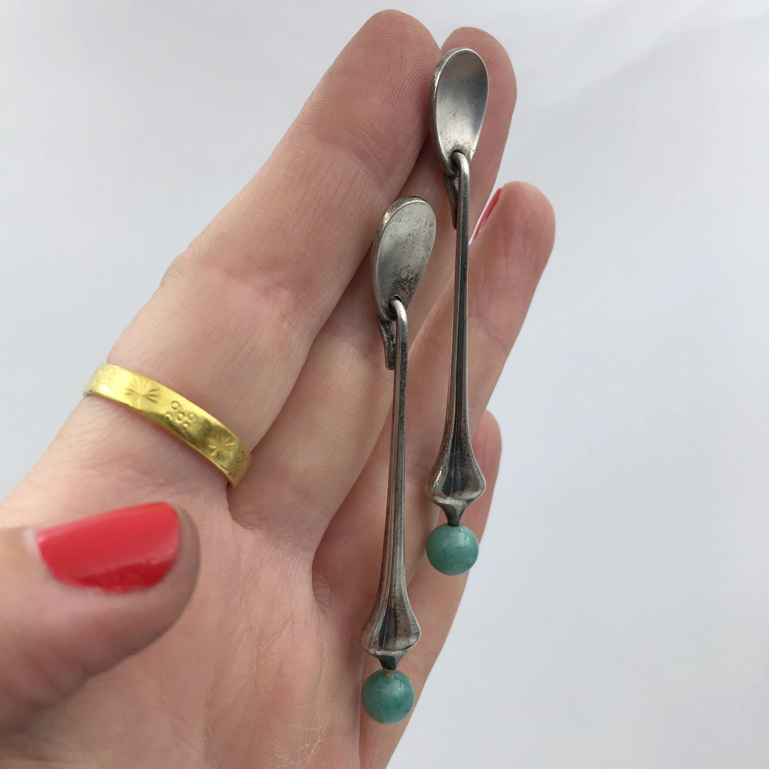 Early Hans Hansen sterling earrings Reverie vintage jewelry NYC