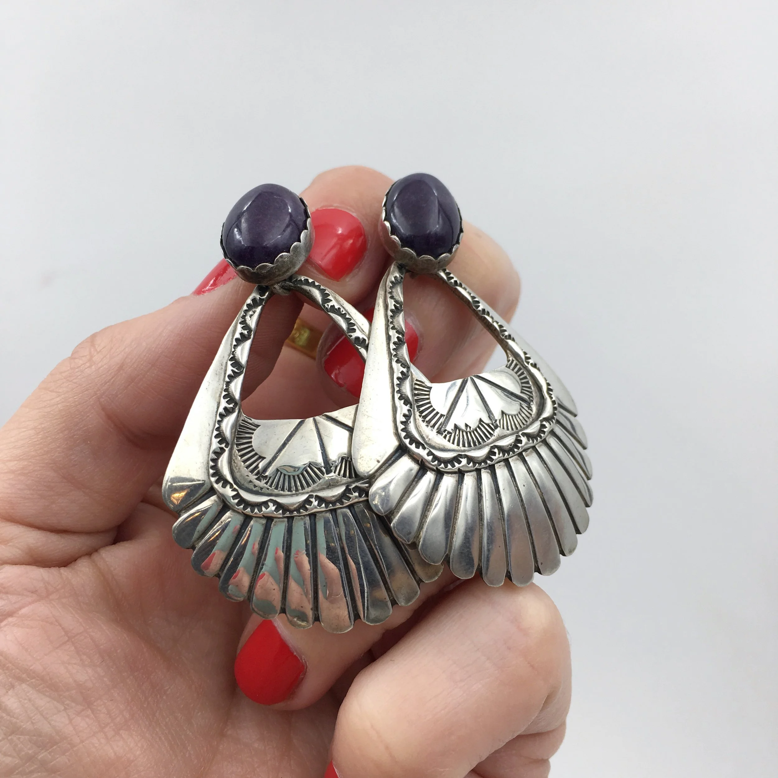 Vintage Navajo sterling silver earrings Reverie vintage jewelry NYC