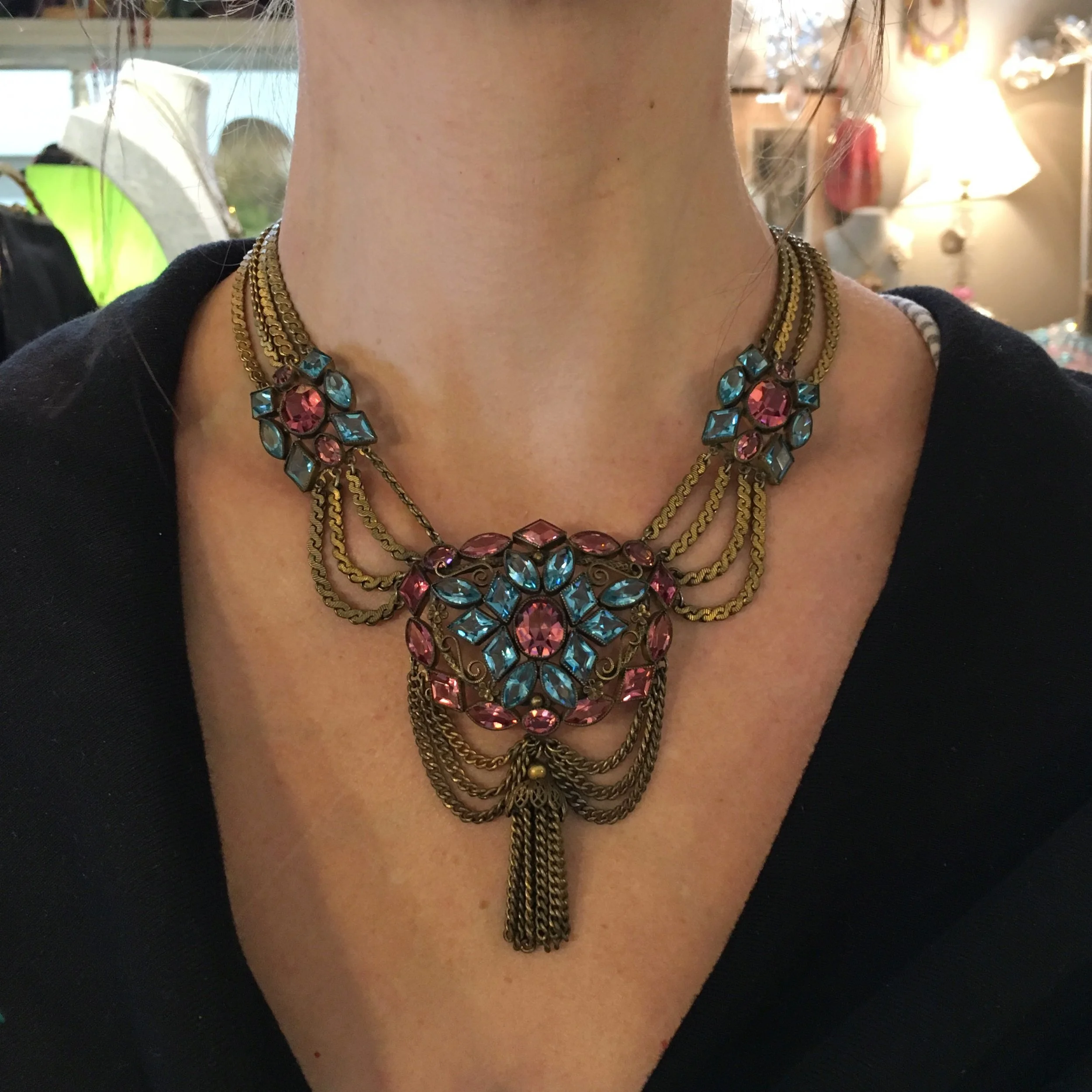 Hobe crystal necklace Reverie vintage jewelry NYC