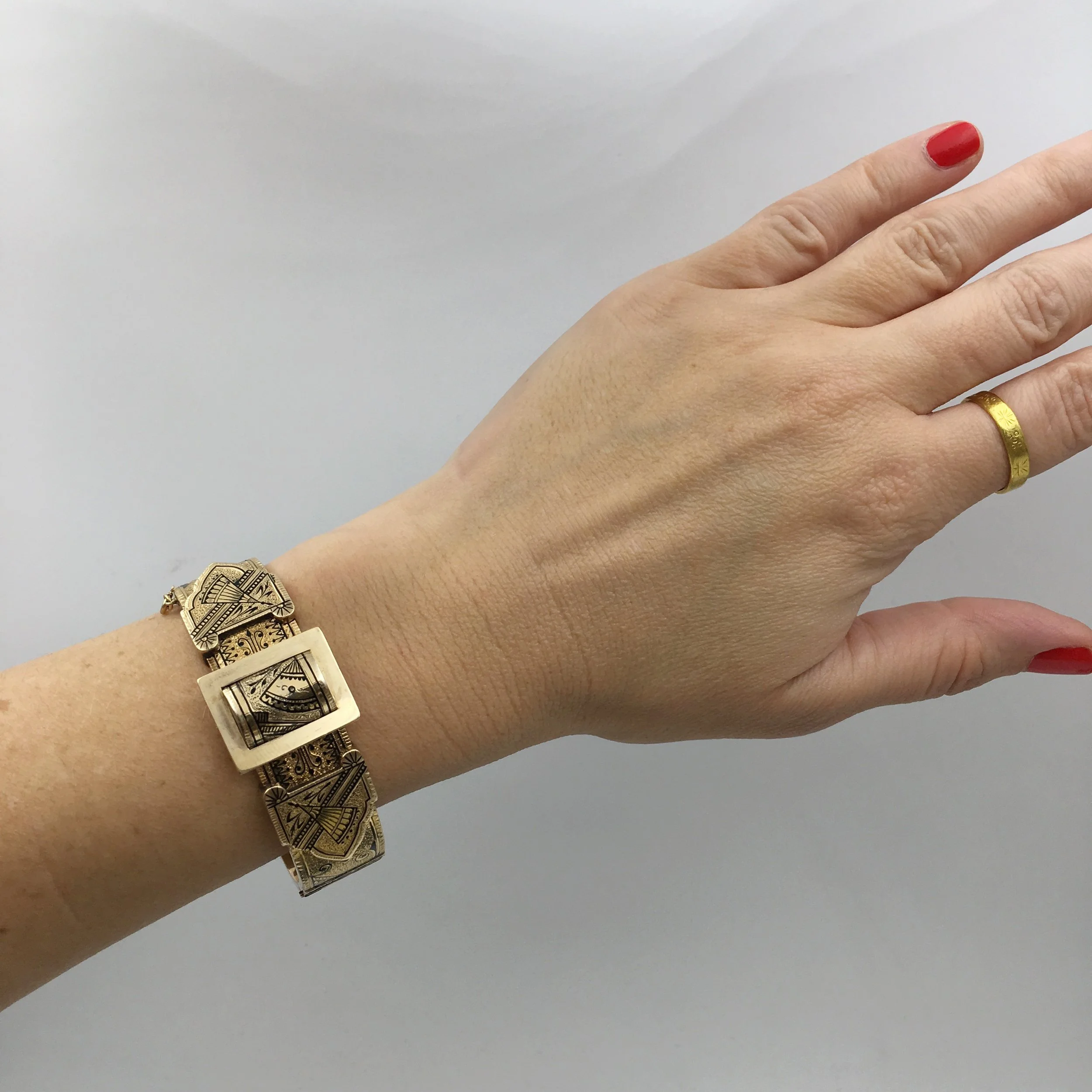 Pair enamel Victorian buckle wedding bracelets Reverie antique jewelry NYC