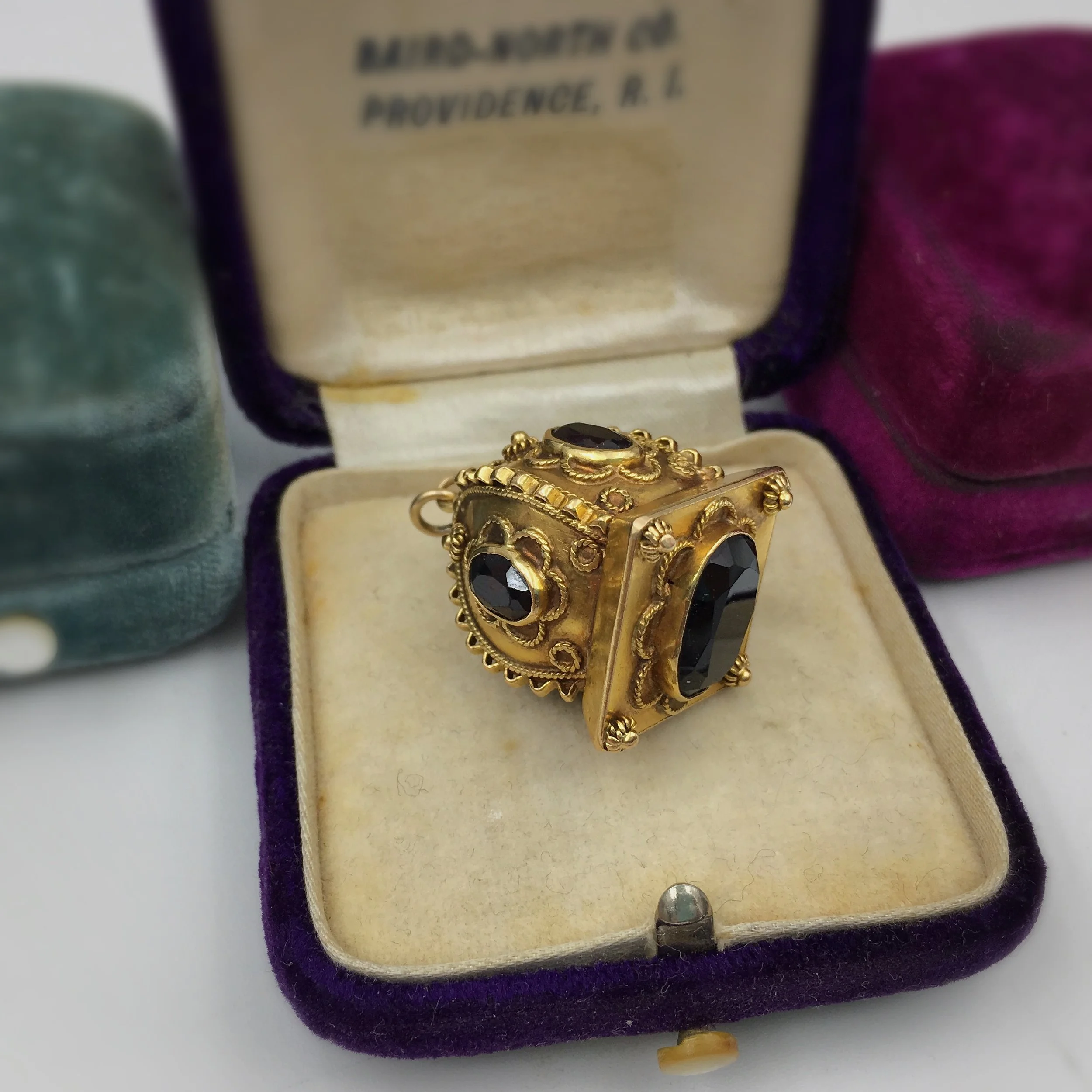 Etruscan revival 18k charm Reverie vintage jewelry NYC