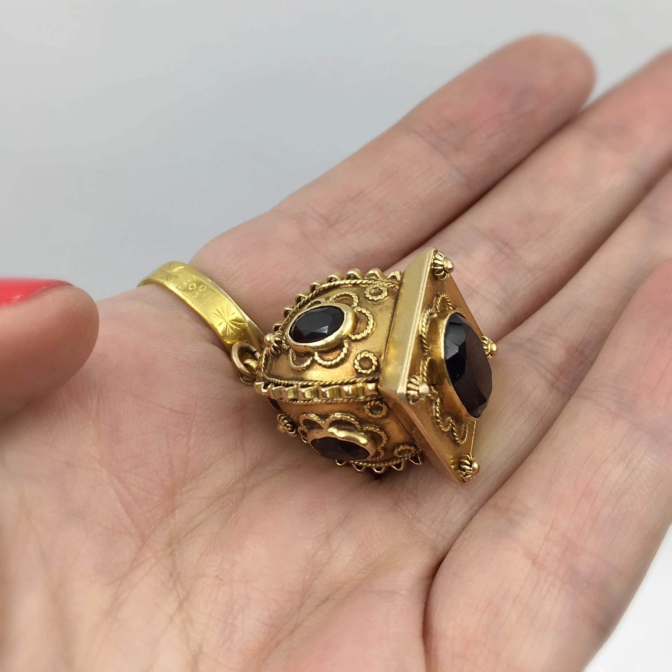 Etruscan revival 18k charm Reverie vintage jewelry NYC