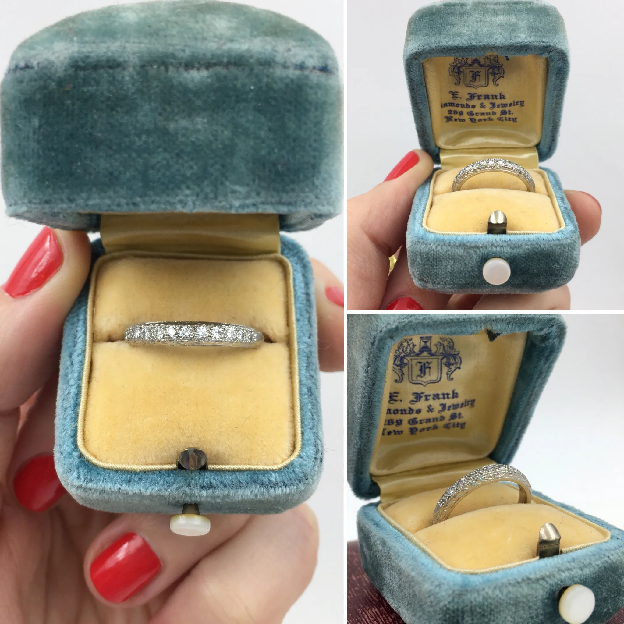 Art Deco style platinum wedding band Reverie estate jewelry NYC