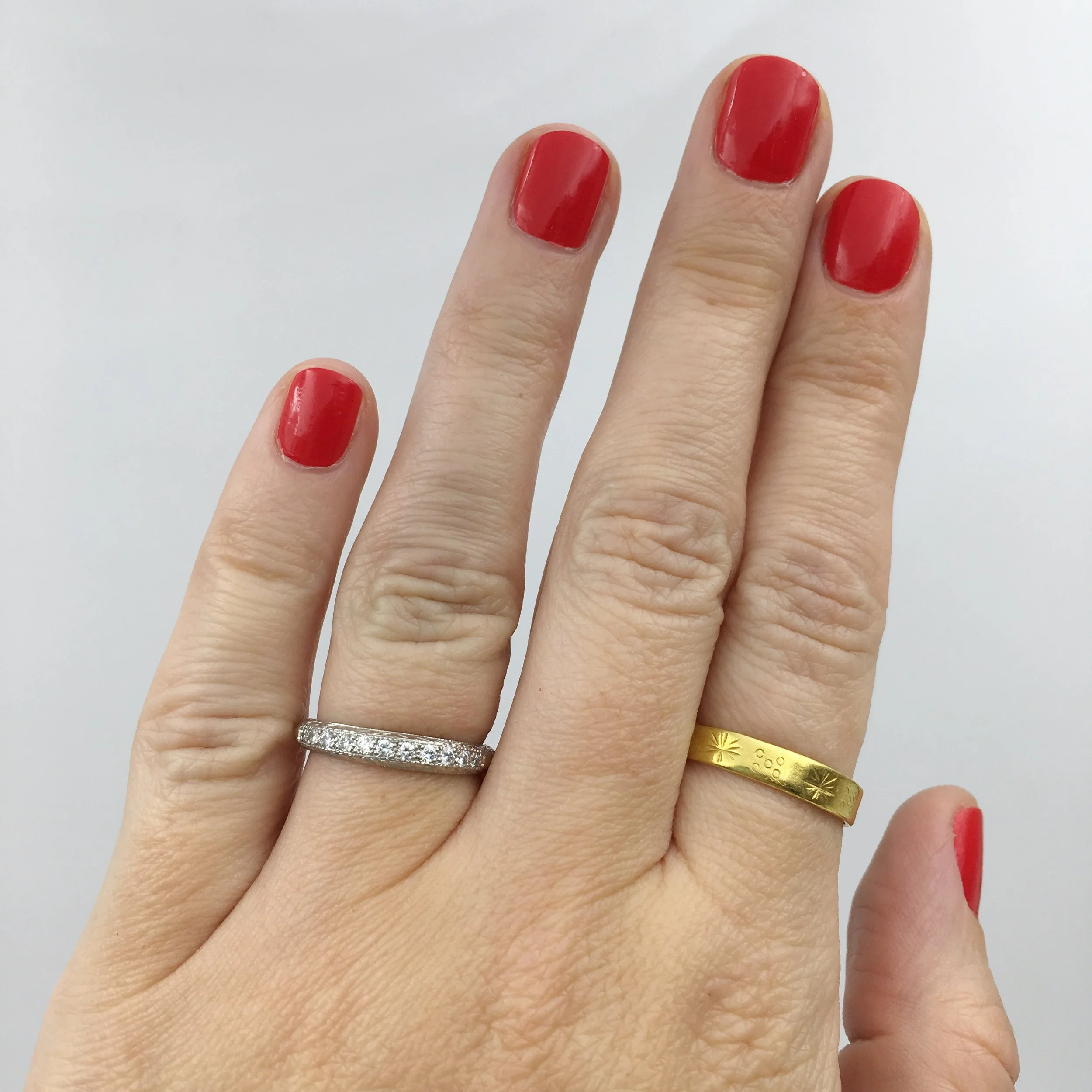 Art Deco style platinum wedding band Reverie estate jewelry NYC