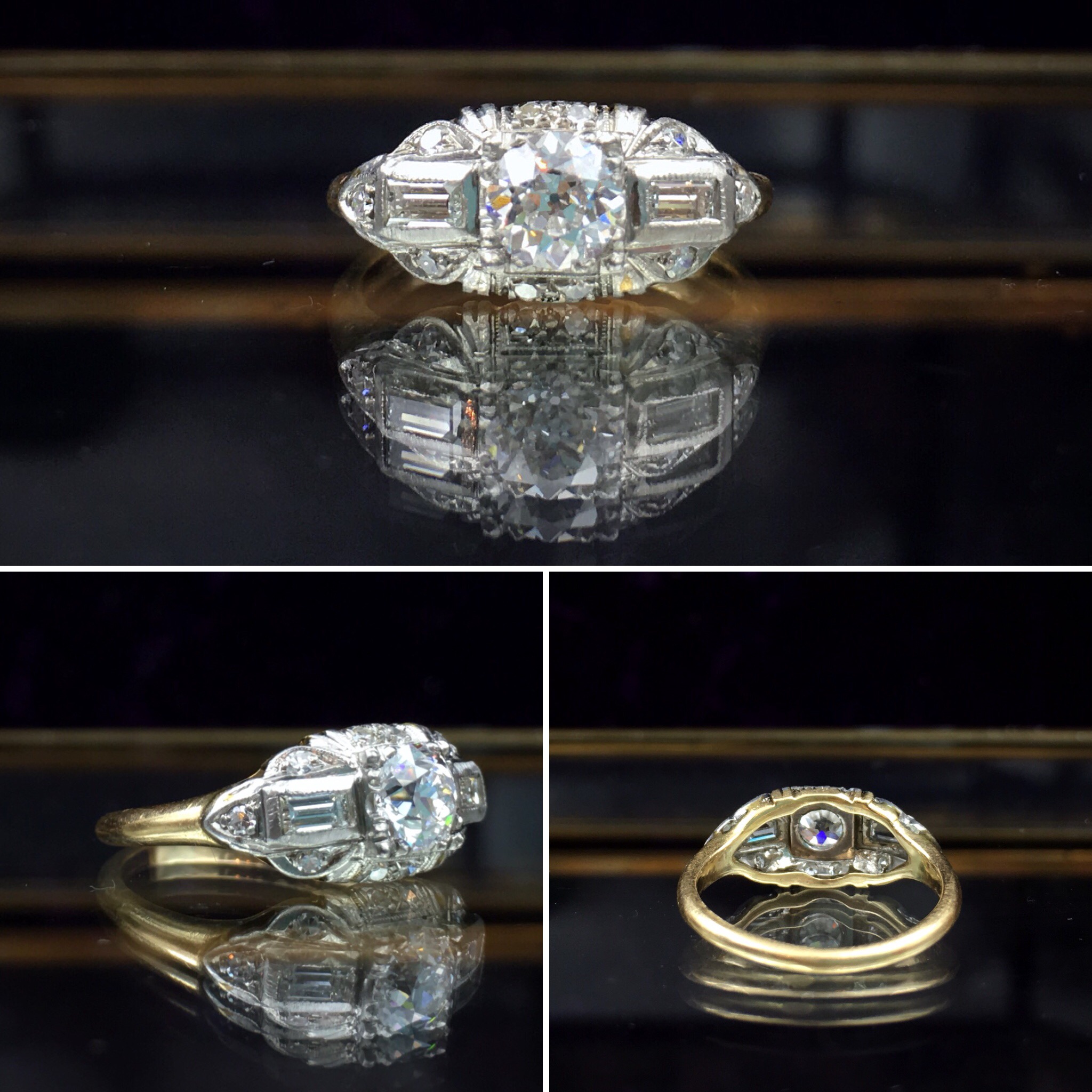 Art Deco D color diamond engagement ring Reverie estate jewelry NYC