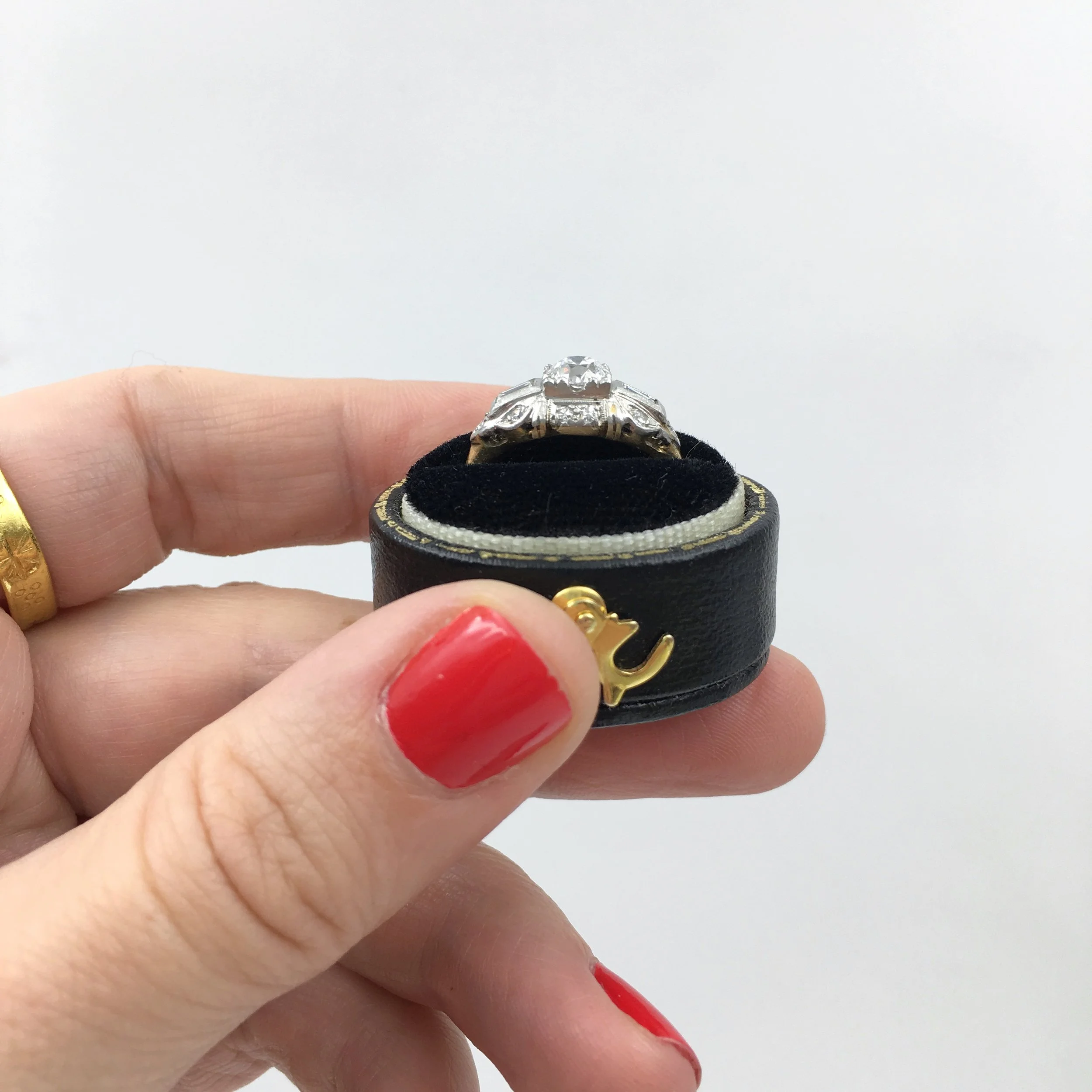 Art Deco D color diamond engagement ring Reverie estate jewelry NYC