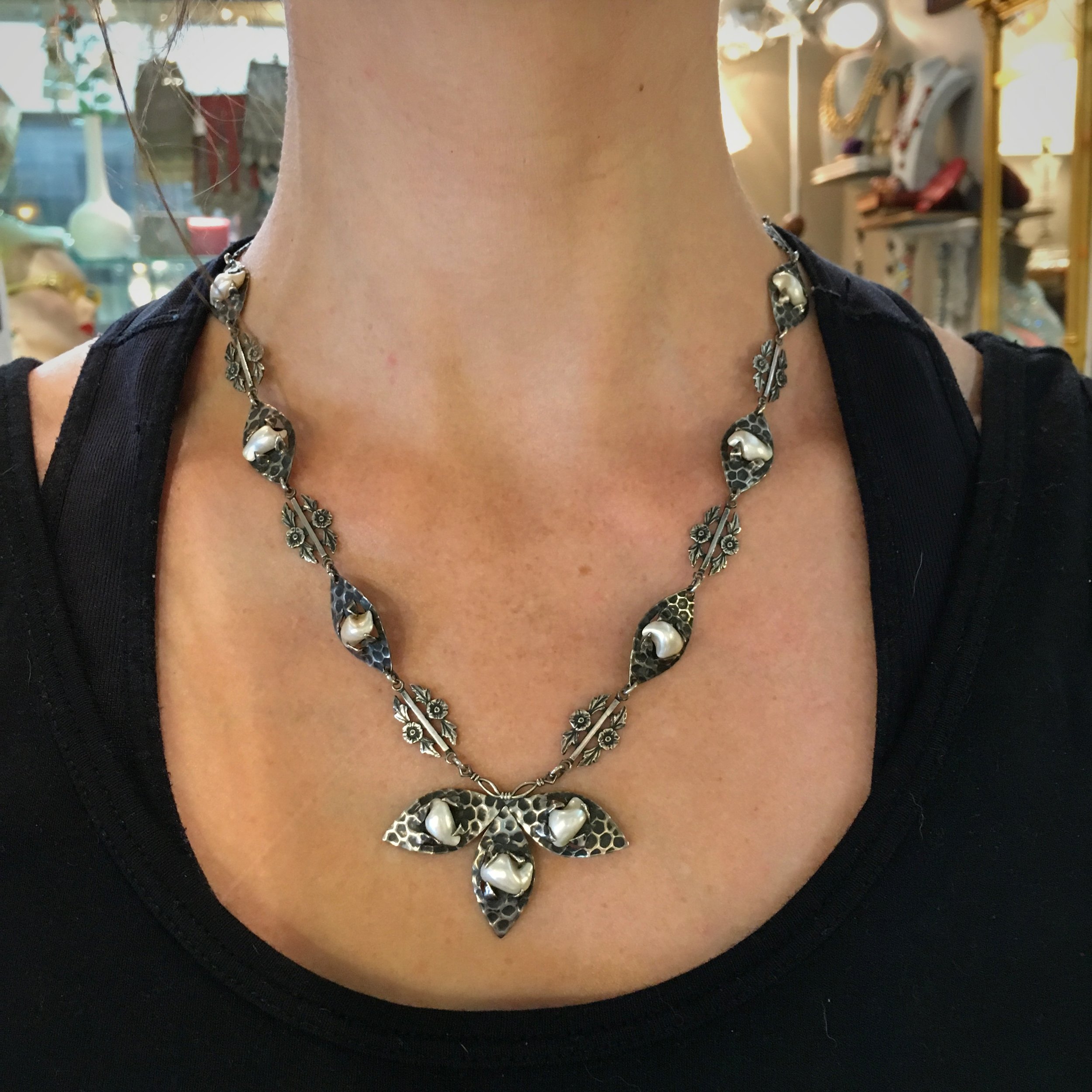 Arts and Crafts sterling necklace Reverie antique jewelry NYC