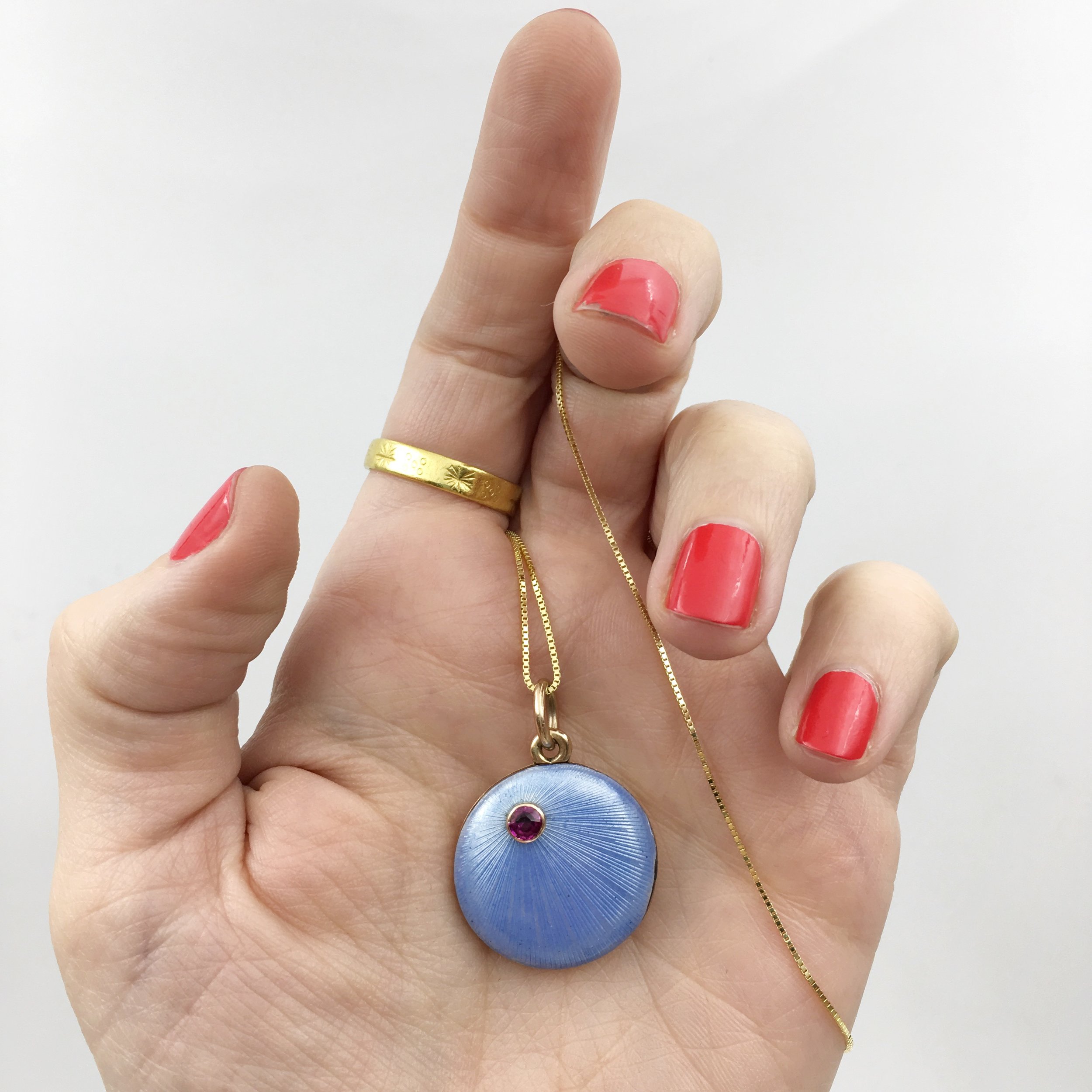 antique russian enamel locket Reverie vintage jewelry NYC