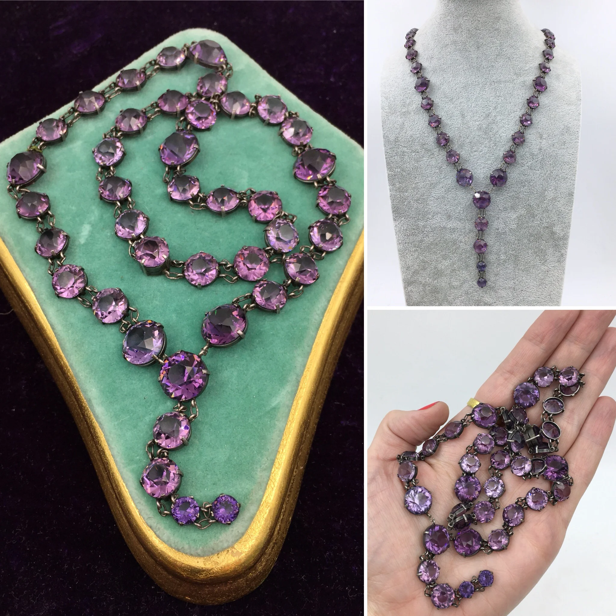 Antique crystal riviere necklace Reverie vintage jewelry NYC