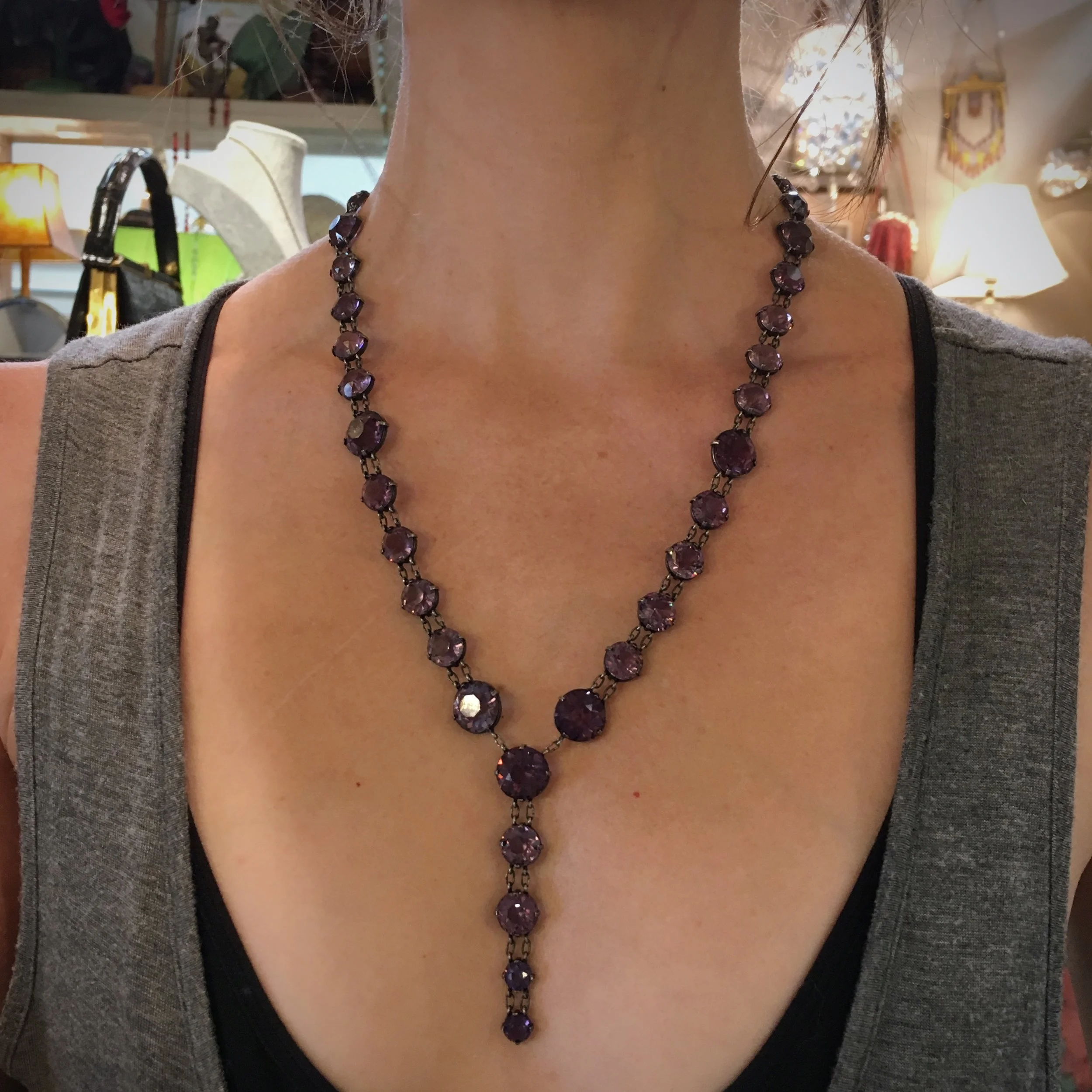 Antique crystal riviere necklace Reverie vintage jewelry NYC