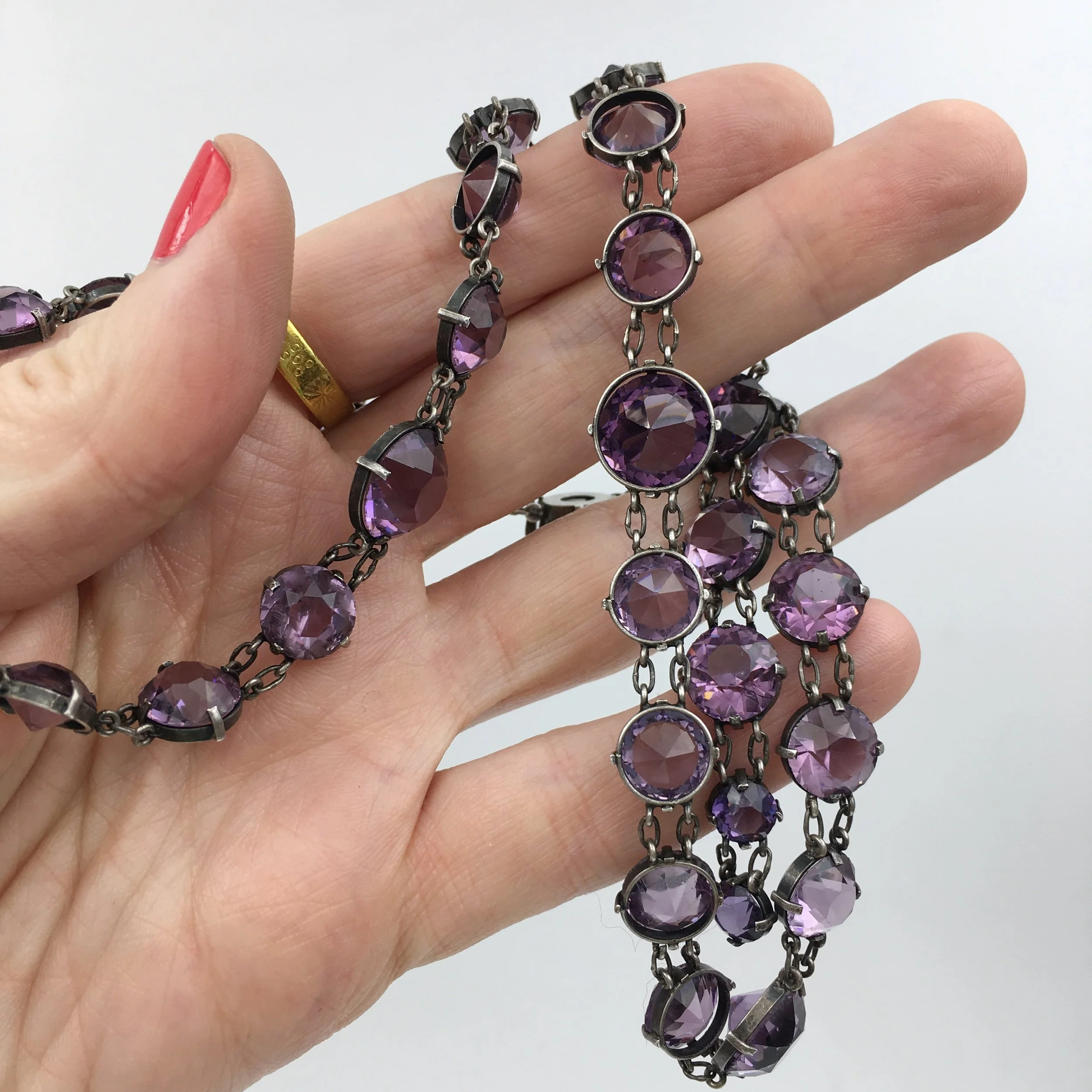 Antique crystal riviere necklace Reverie vintage jewelry NYC