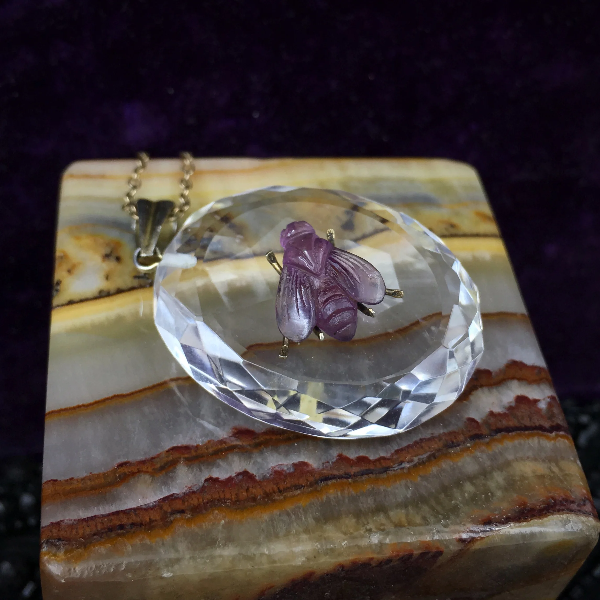 Victorian rock crystal fly pendant Reverie antique jewelry nyc